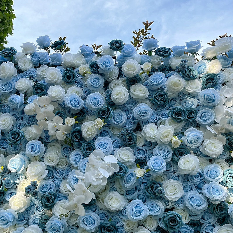Ice Blue Flower Wall Backdrop for Baby Shower & Wedding Decor ABFW-022