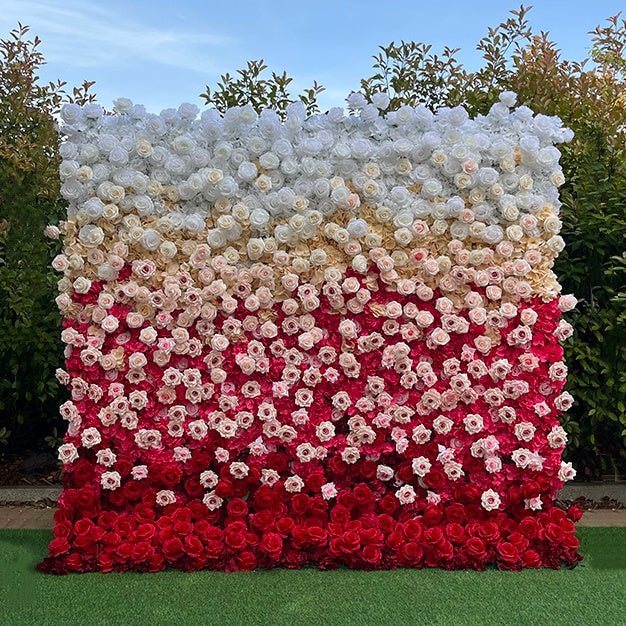 Ombre Rose Flower Wall Backdrop for Wedding Reception Party Decor ABFW-023