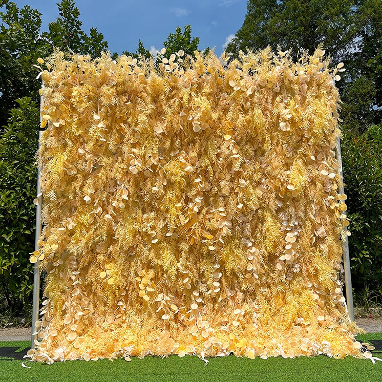 Boho Champagne Dried Foliage Floral Wall Panel For Wedding Decor ABFW-026
