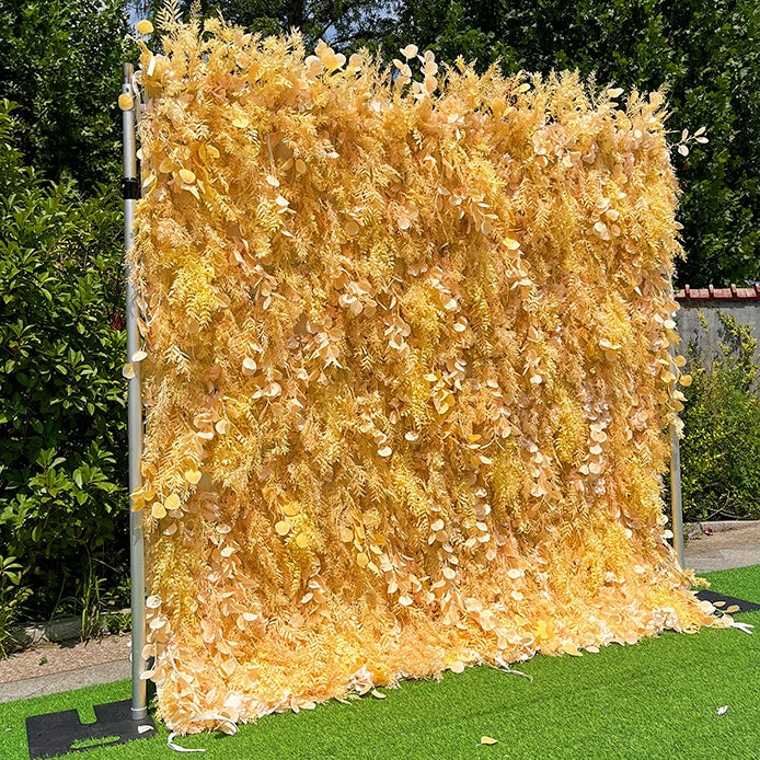 Boho Champagne Dried Foliage Floral Wall Panel For Wedding Decor ABFW-026