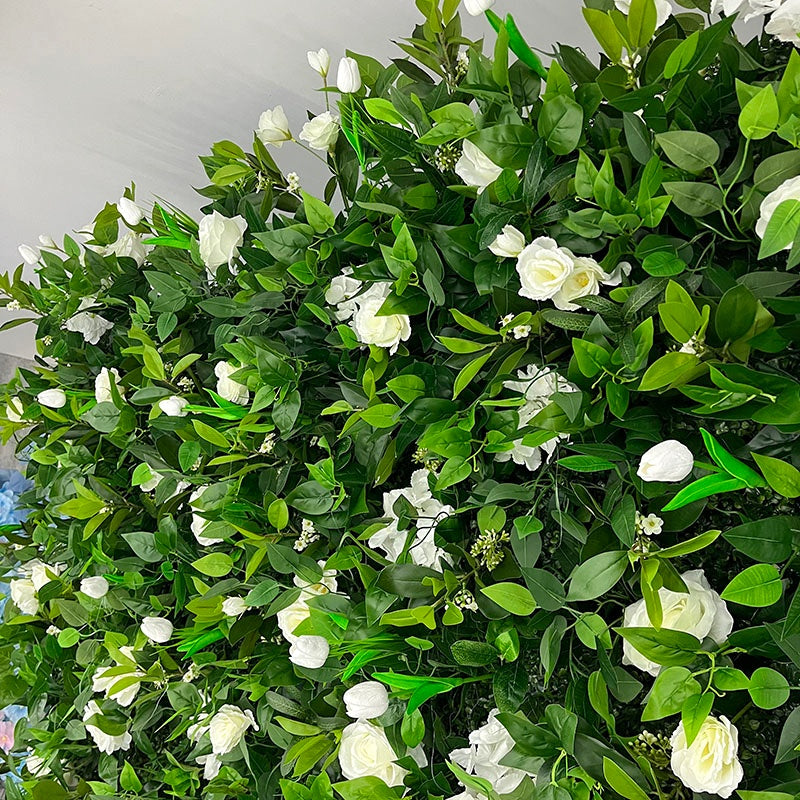 White Rose Greenery Flower Wall Backdrop for Wedding & Event Decor ABFW-033