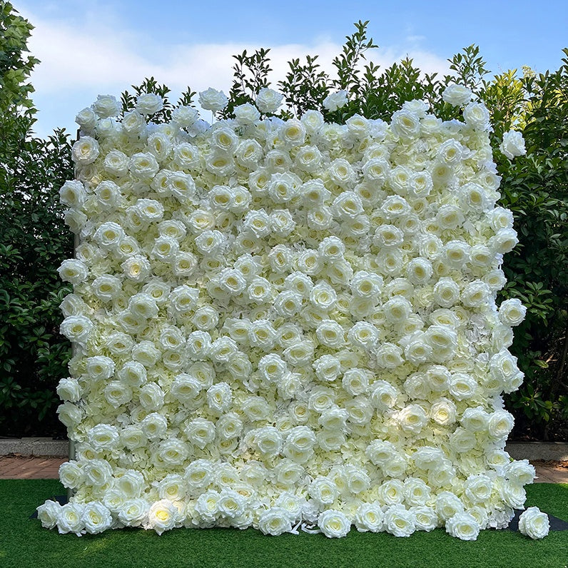 Large Ivory White Rose Flower Wall Backdrop For Wedding Birthday Decor ABFW-071