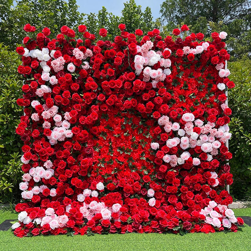 5D Red Rose Flower Backdrop Roll Up Curtain for Wedding Party Decor ABFW-080