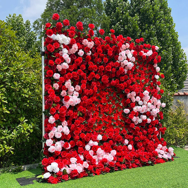 5D Red Rose Flower Backdrop Roll Up Curtain for Wedding Party Decor ABFW-080