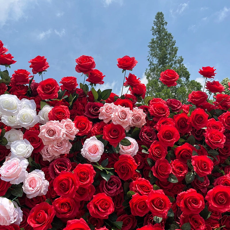 5D Red Rose Flower Backdrop Roll Up Curtain for Wedding Party Decor ABFW-080