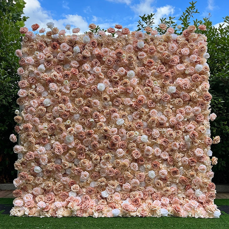8ft Champagne Rose Wedding Flower Wall Backdrop For Event Party Decor ABFW-093