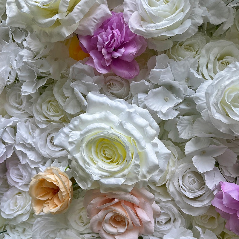 White Pastel Fabric Flower Wall Backdrop for Wedding Reception Decor ABFW-094