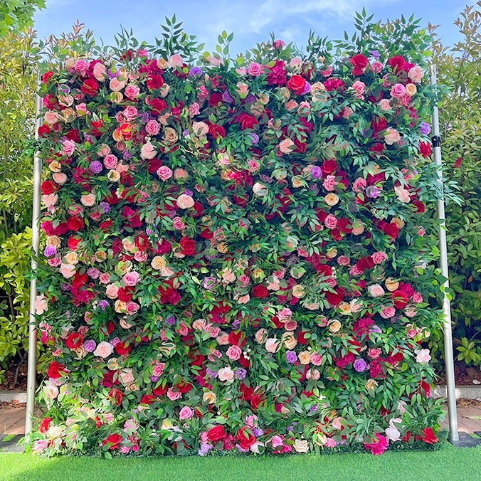 8FT Garden Style Silk Flower Wall Backdrop with Greenery for Wedding Decor ABFW-096
