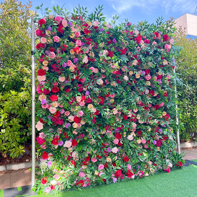 8FT Garden Style Silk Flower Wall Backdrop with Greenery for Wedding Decor ABFW-096