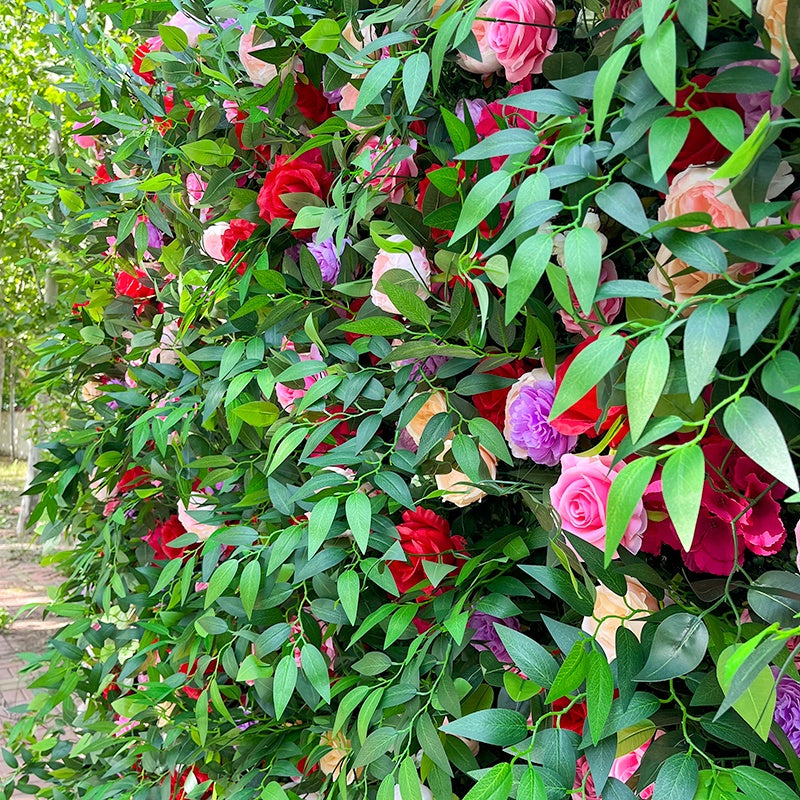 8FT Garden Style Silk Flower Wall Backdrop with Greenery for Wedding Decor ABFW-096