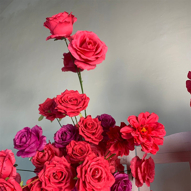 Red Artificial Floor Flower Arrangement Wedding Party Decor ABGF-012
