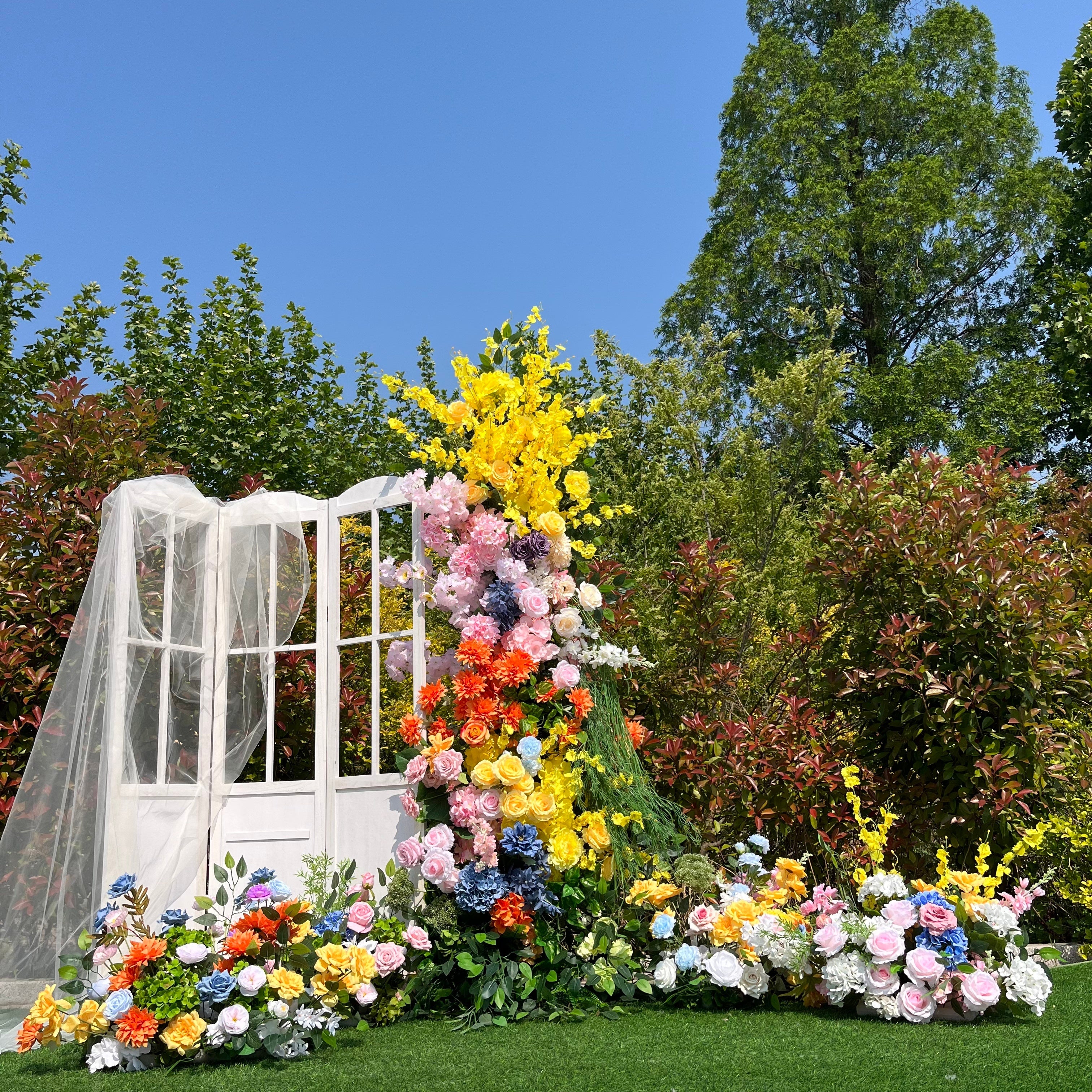 Colorful Ground and Hanging Floral Arrangement for Wedding & Outdoor Event ABGF-022