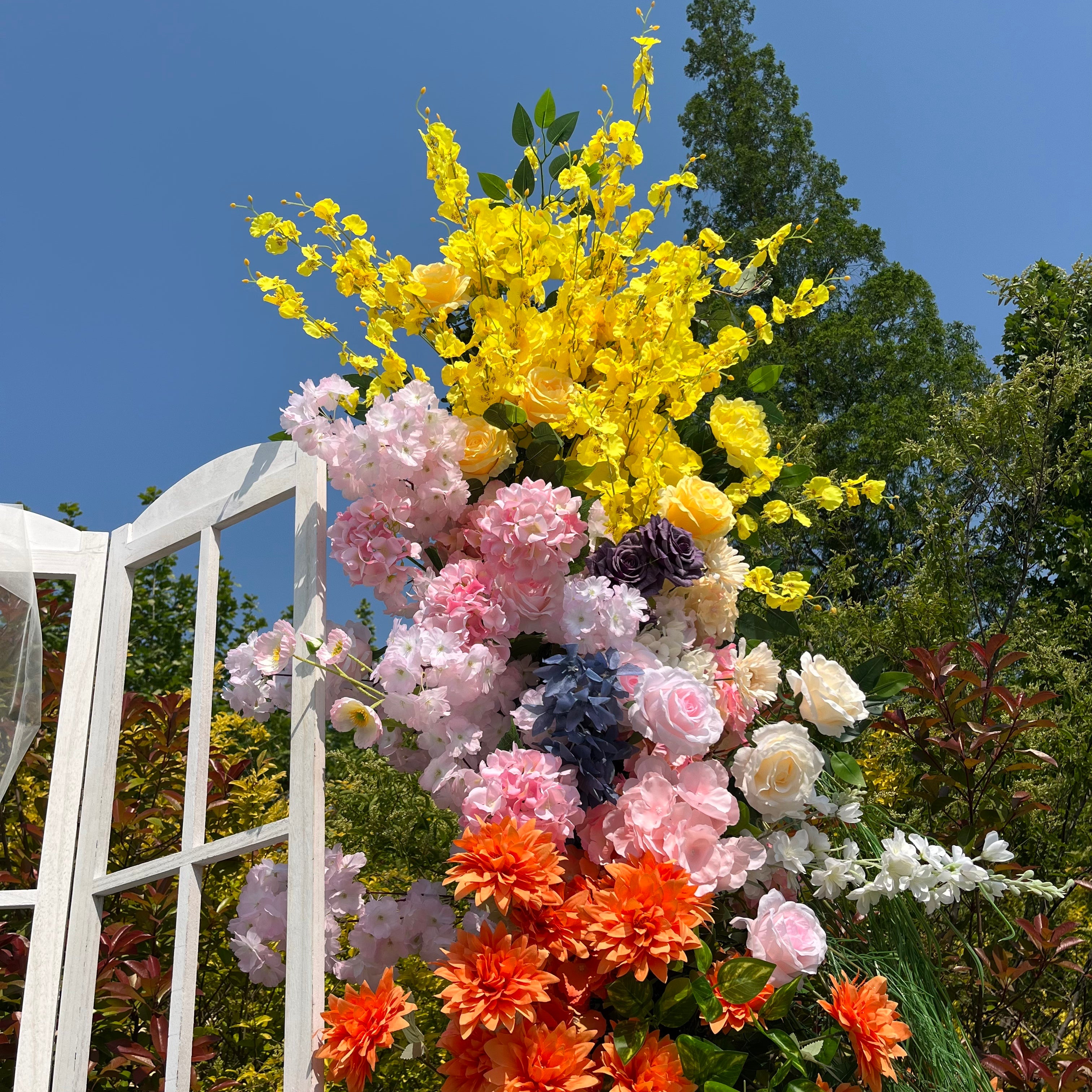 Colorful Ground and Hanging Floral Arrangement for Wedding & Outdoor Event ABGF-022