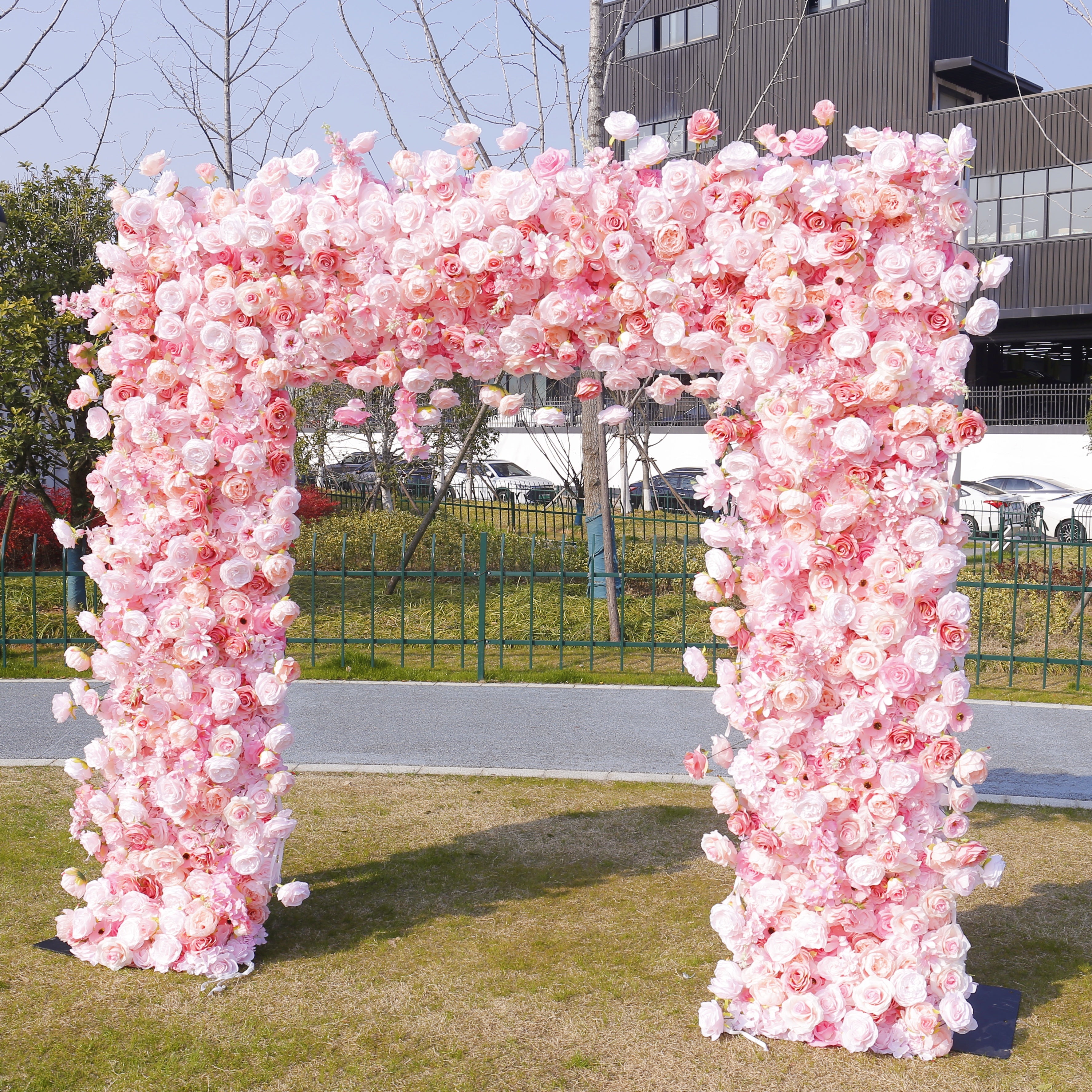 Pink Fabric Artificial Flower Wall Arch Wedding Birthday Party Decor ACAW-006