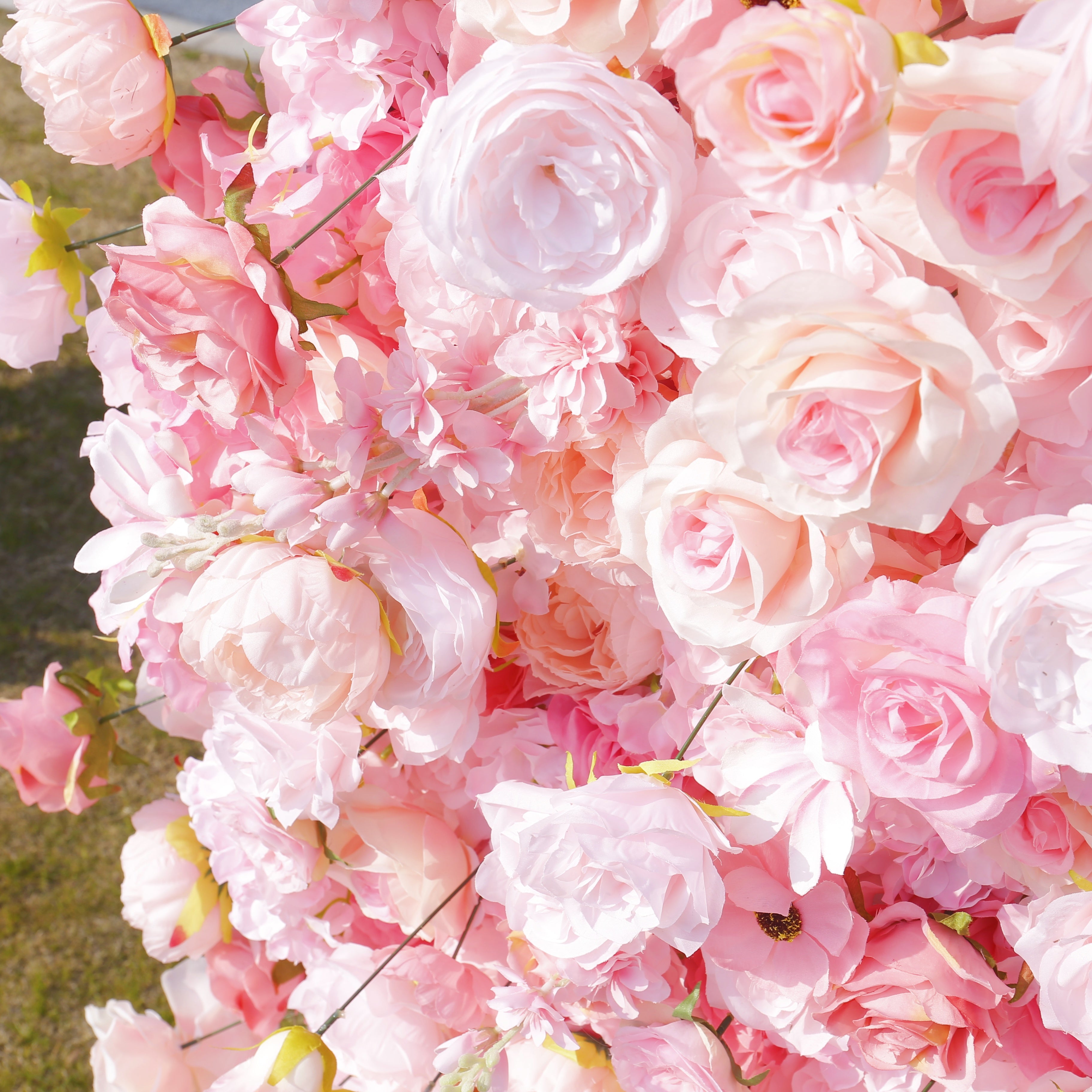 Pink Fabric Artificial Flower Wall Arch Wedding Birthday Party Decor ACAW-006