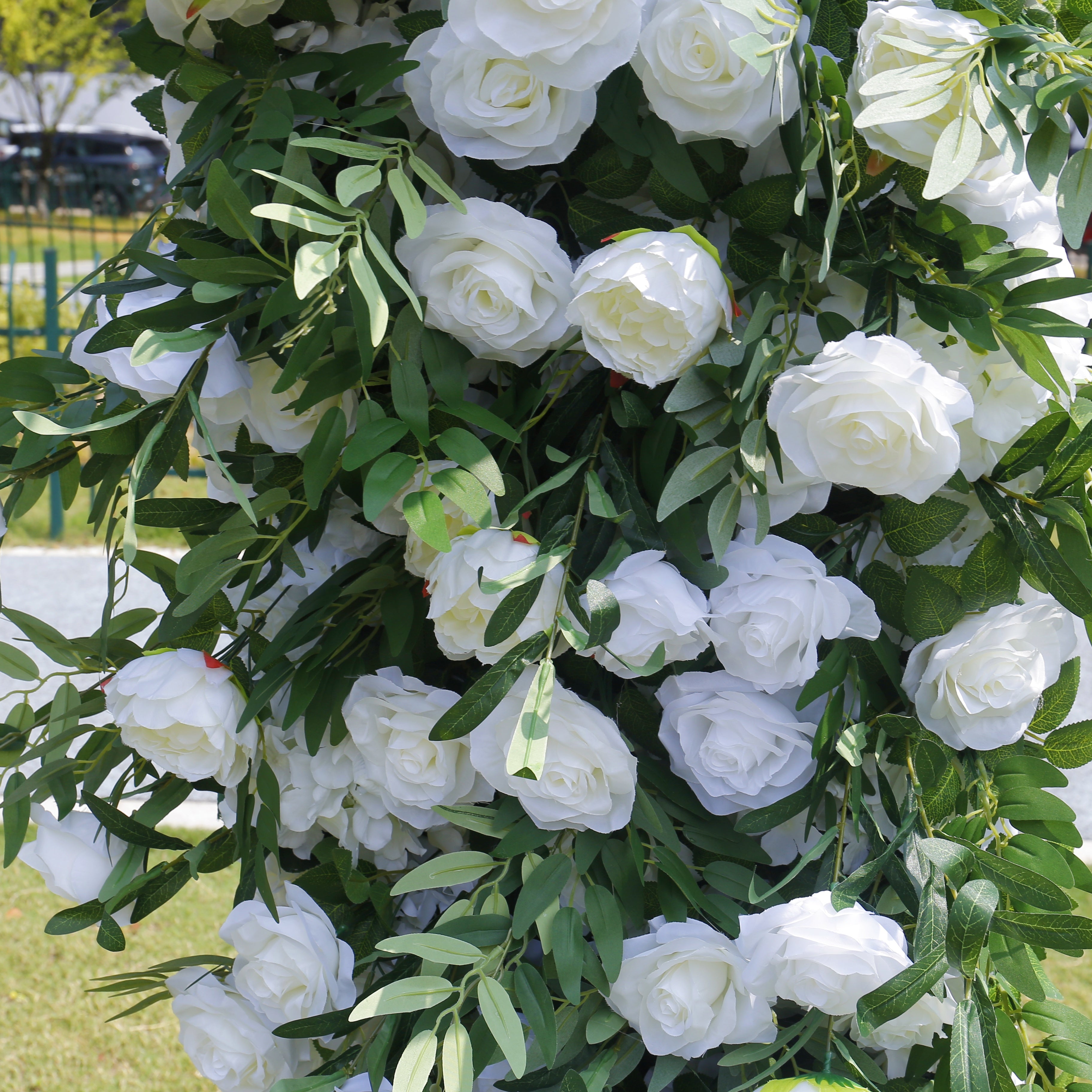 Green and White Fabric Artificial Arch Flower Wall Wedding Events Decor ACAW-007