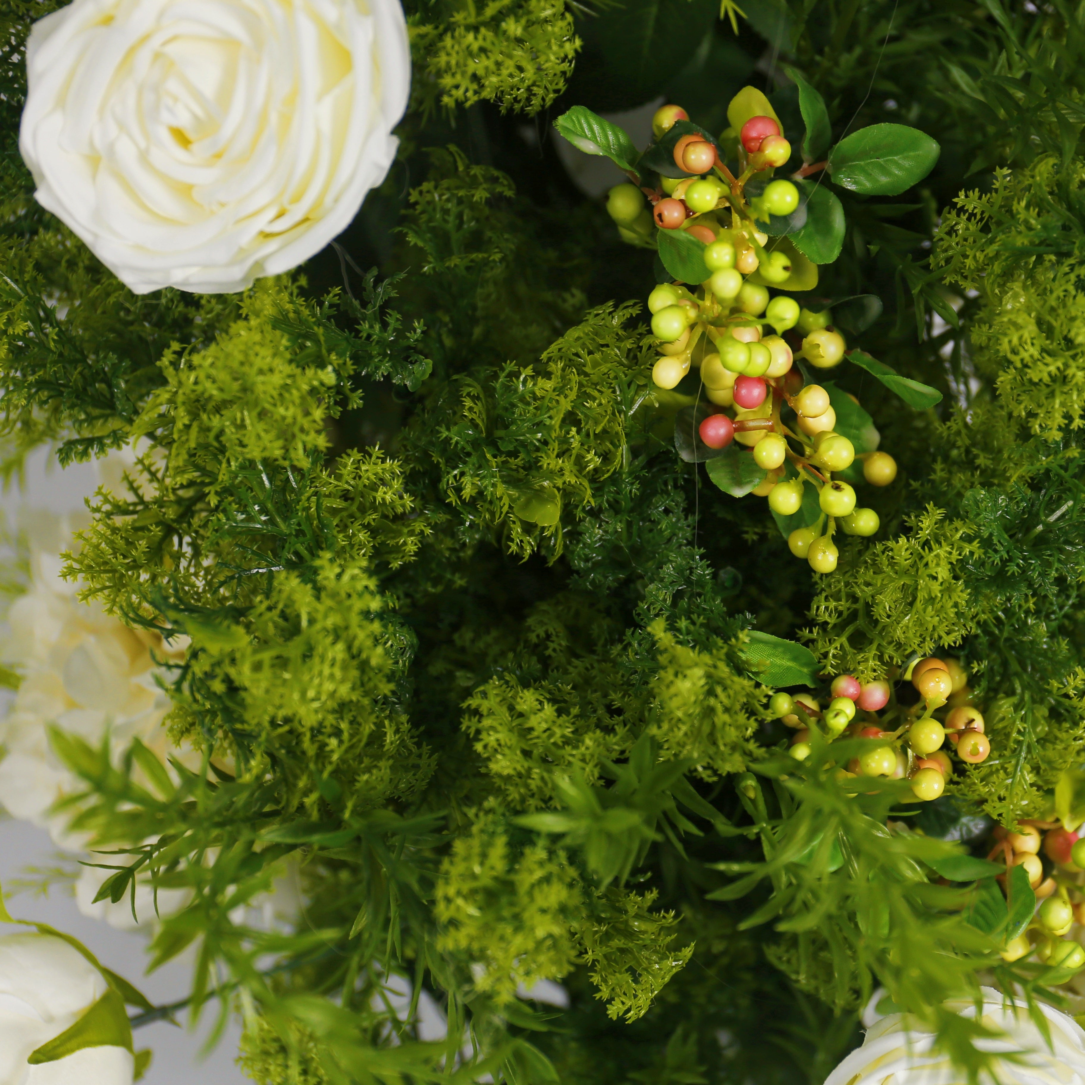 Green White Fabric Artificial Flower Wall Arch Wedding Decor ACAW-008