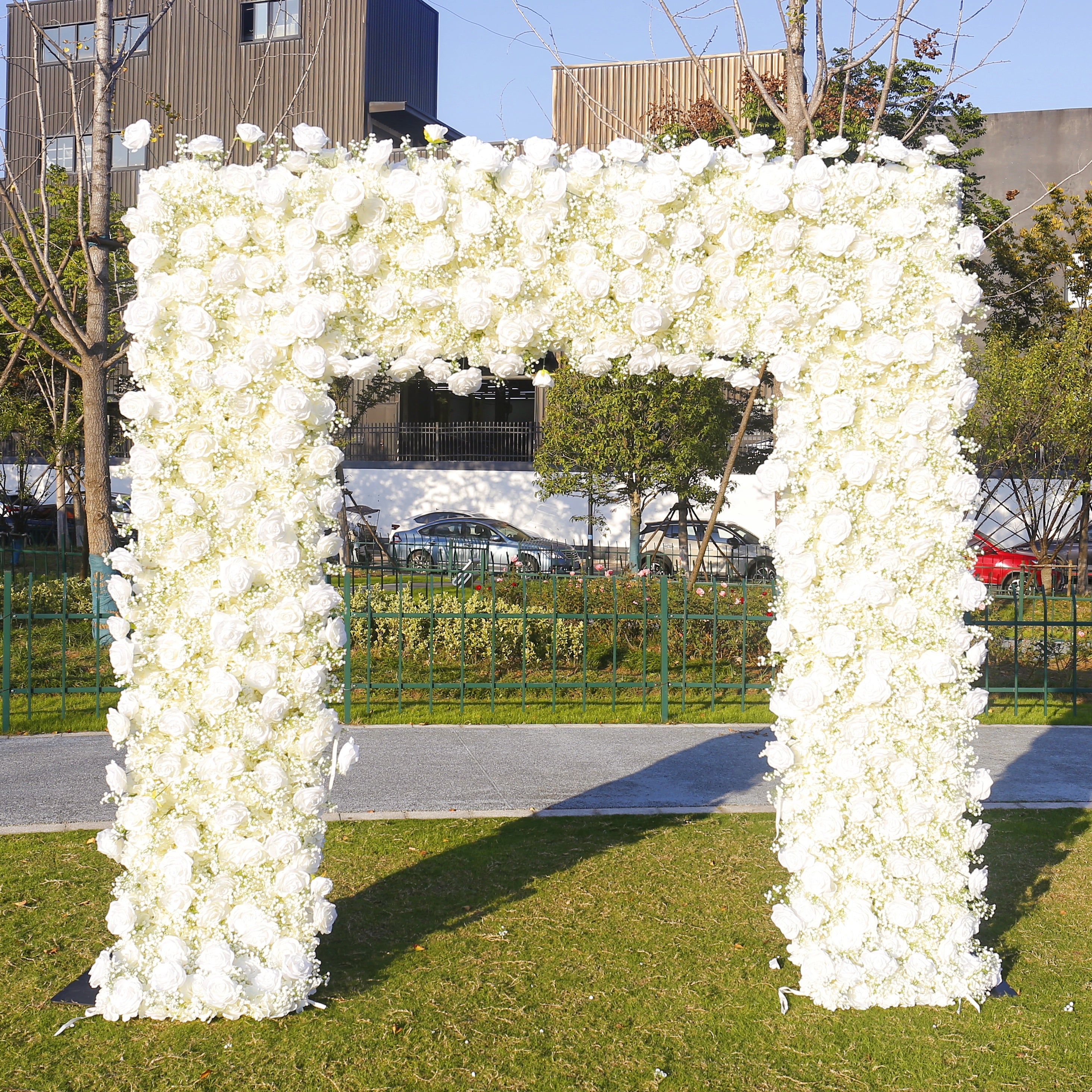 White Fabric Artificial Flower Wall Arch Wedding Birthday Party Decor ACAW-011