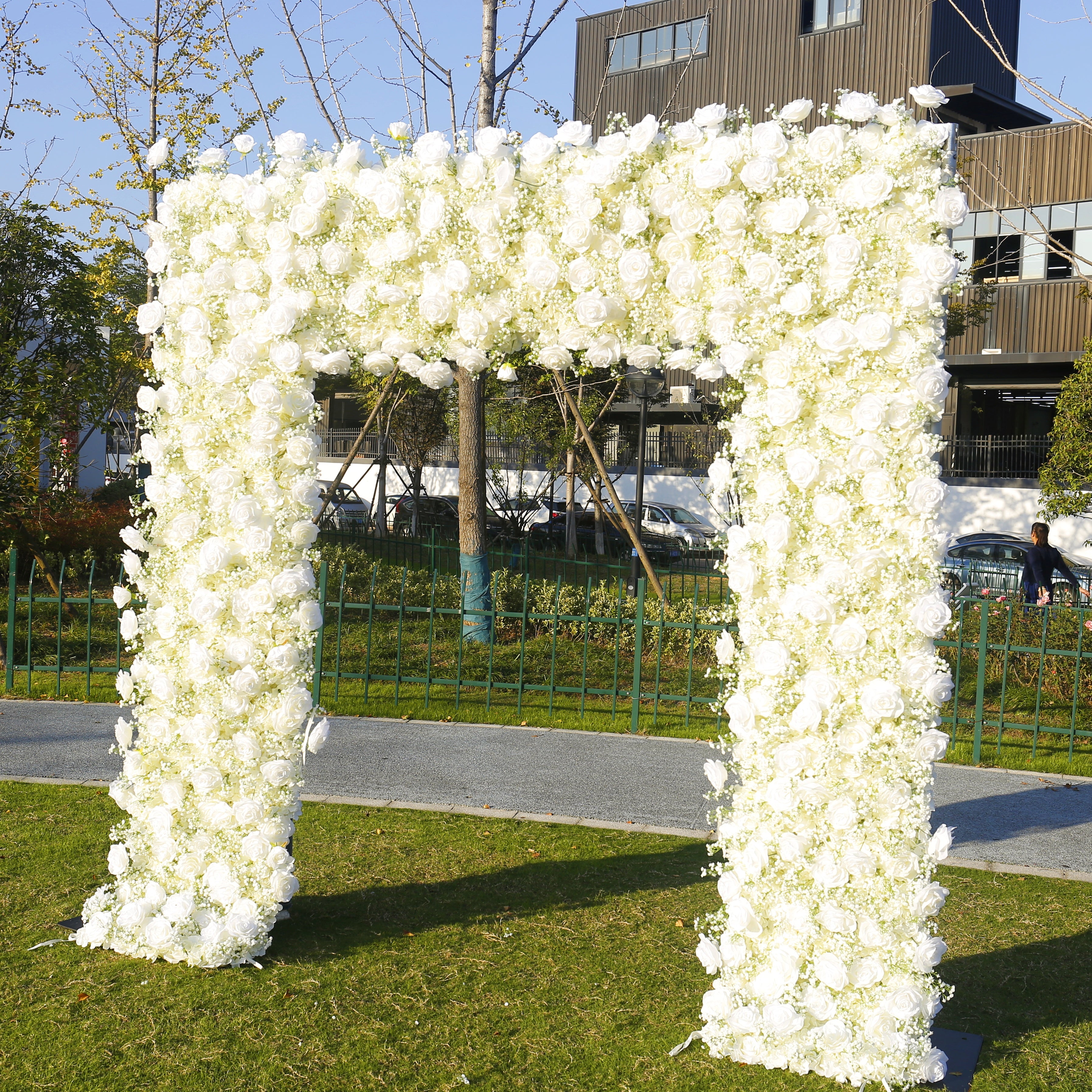 White Fabric Artificial Flower Wall Arch Wedding Birthday Party Decor ACAW-011