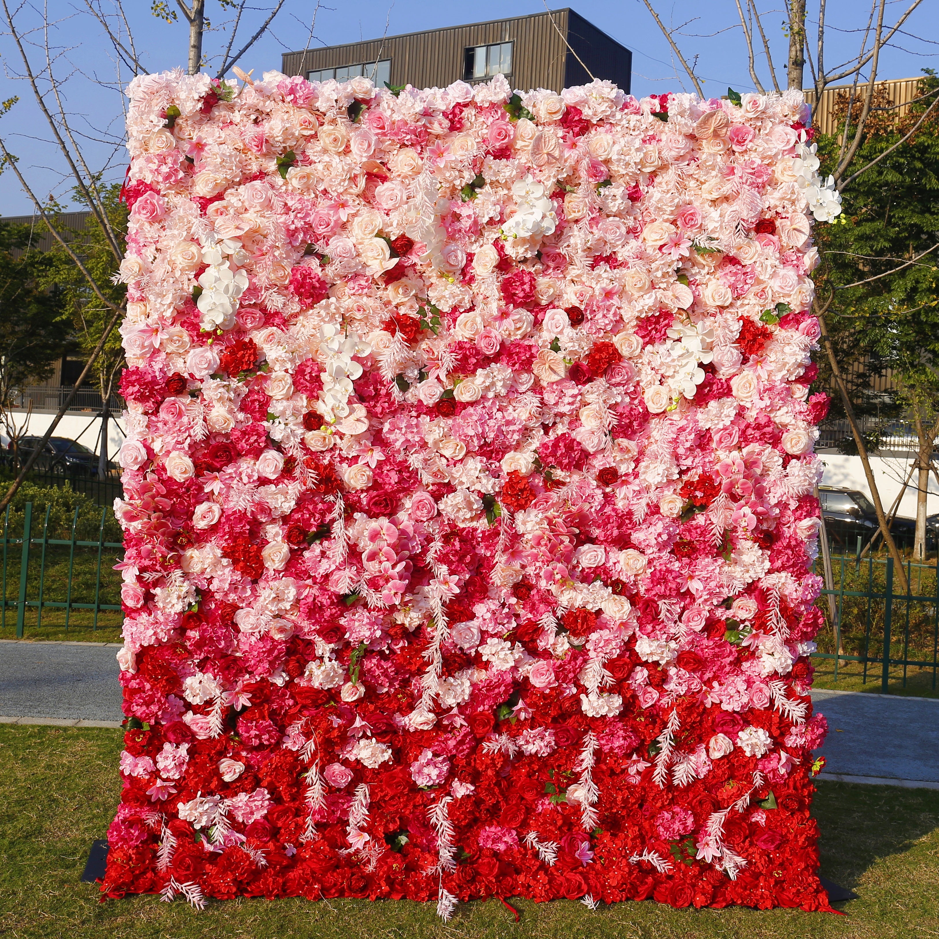 Pink Red Mixed Flower Wall Backdrop for Birthday Party Decor ACFW-154