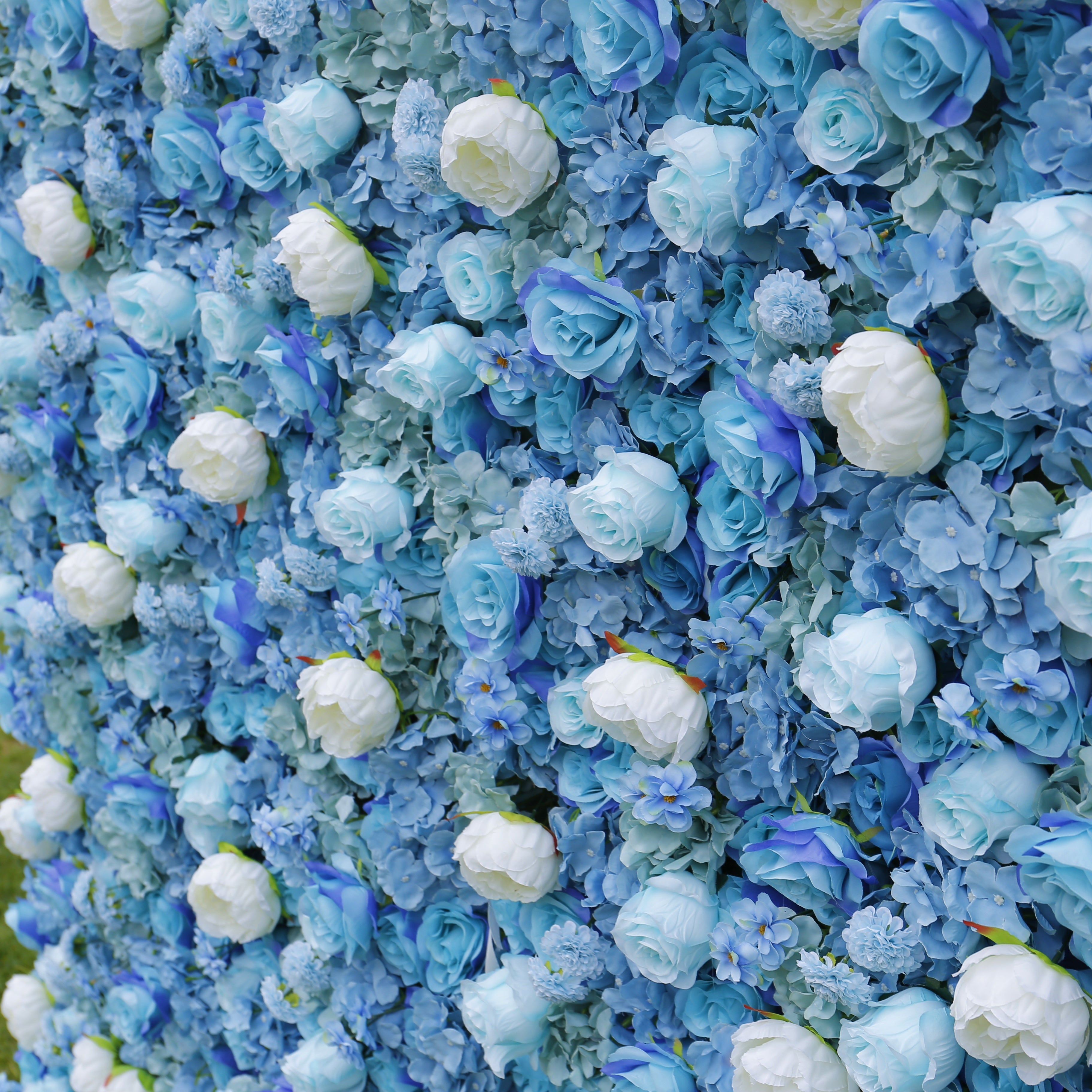 Blue White Fabric Rose Roll Up Flower Wall for Wedding Events ACFW-001