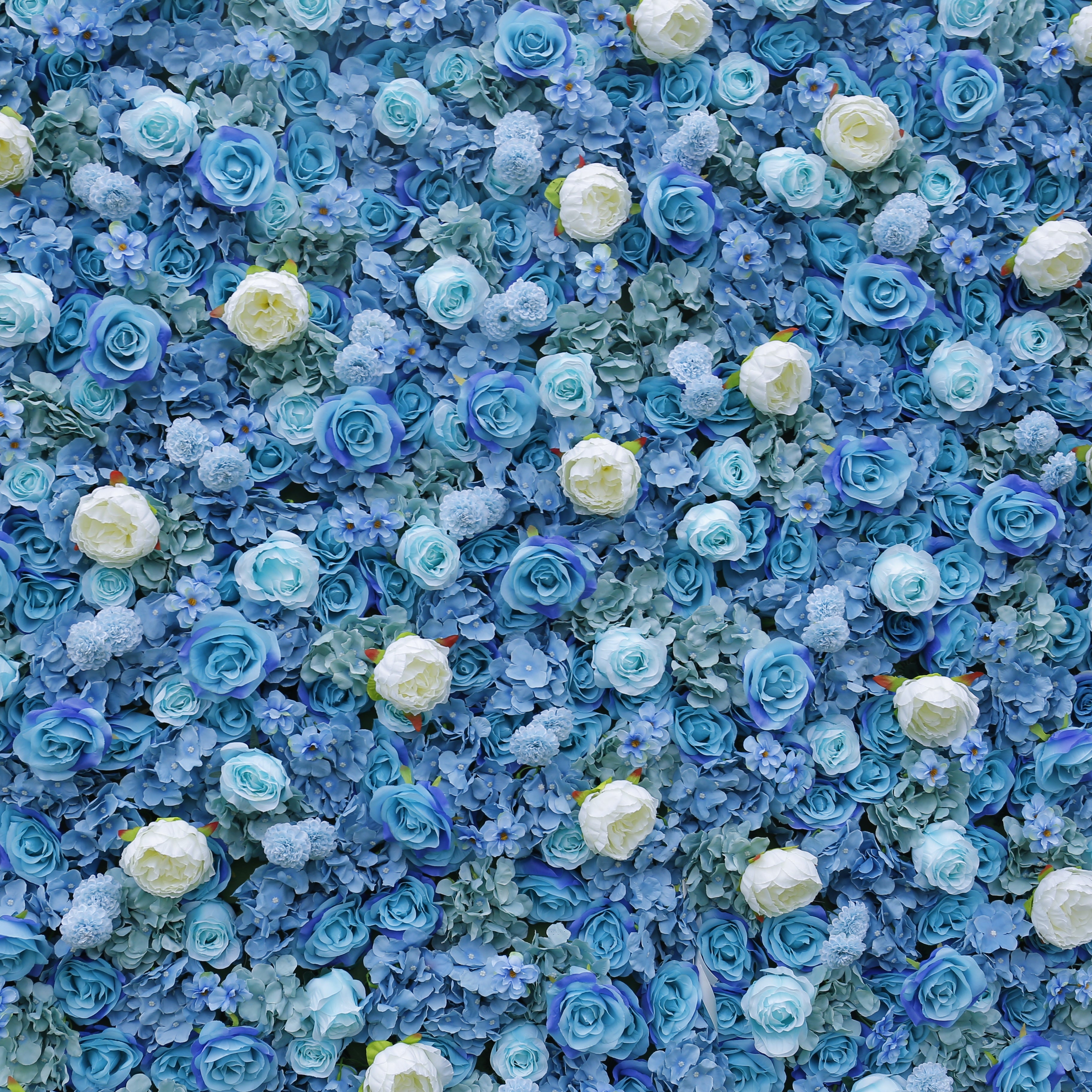 Blue White Fabric Rose Roll Up Flower Wall for Wedding Events ACFW-001