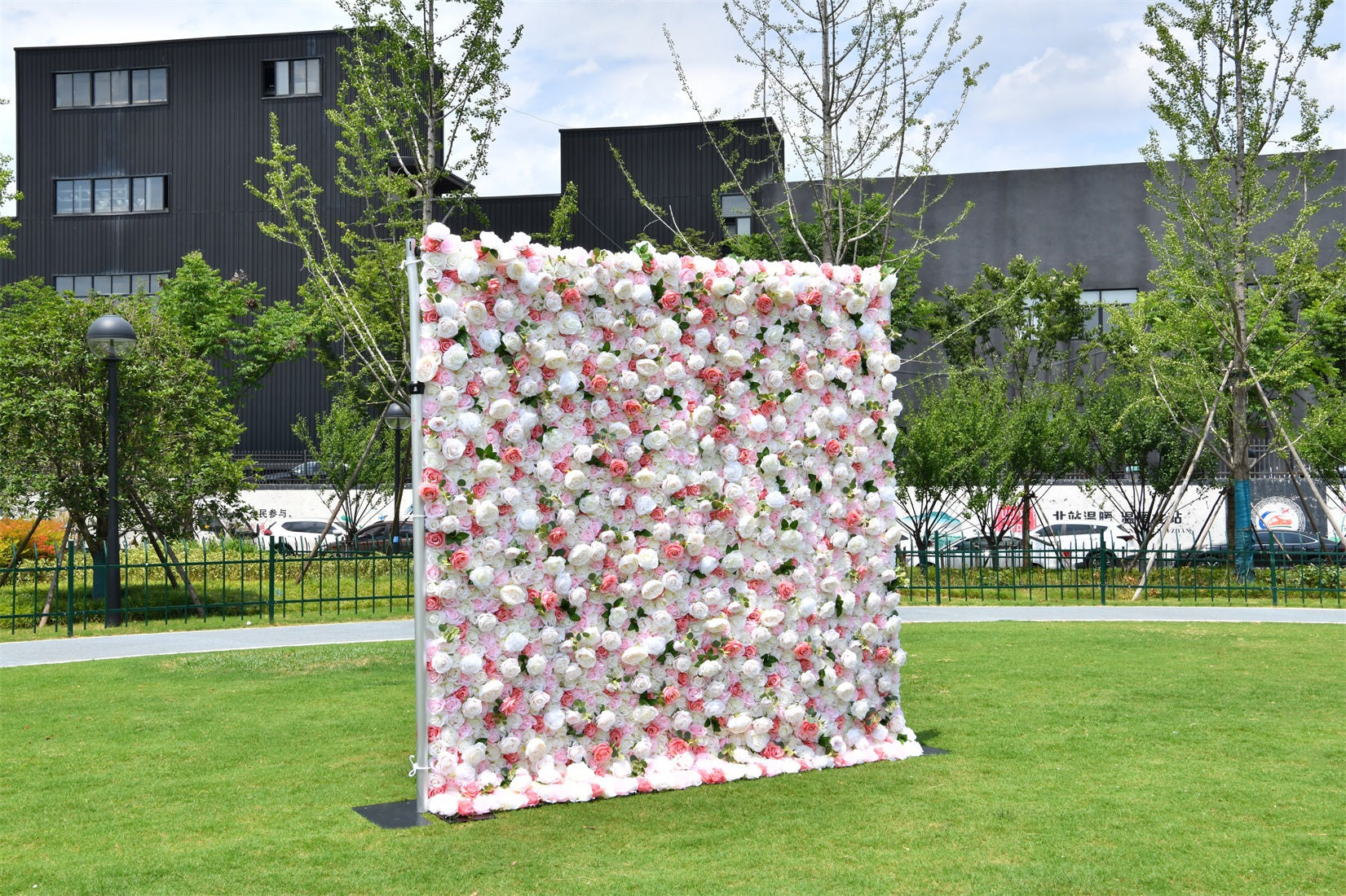 5D Artificial Pink White Rose Hanging Flower Wall Backdrop ACFW-005
