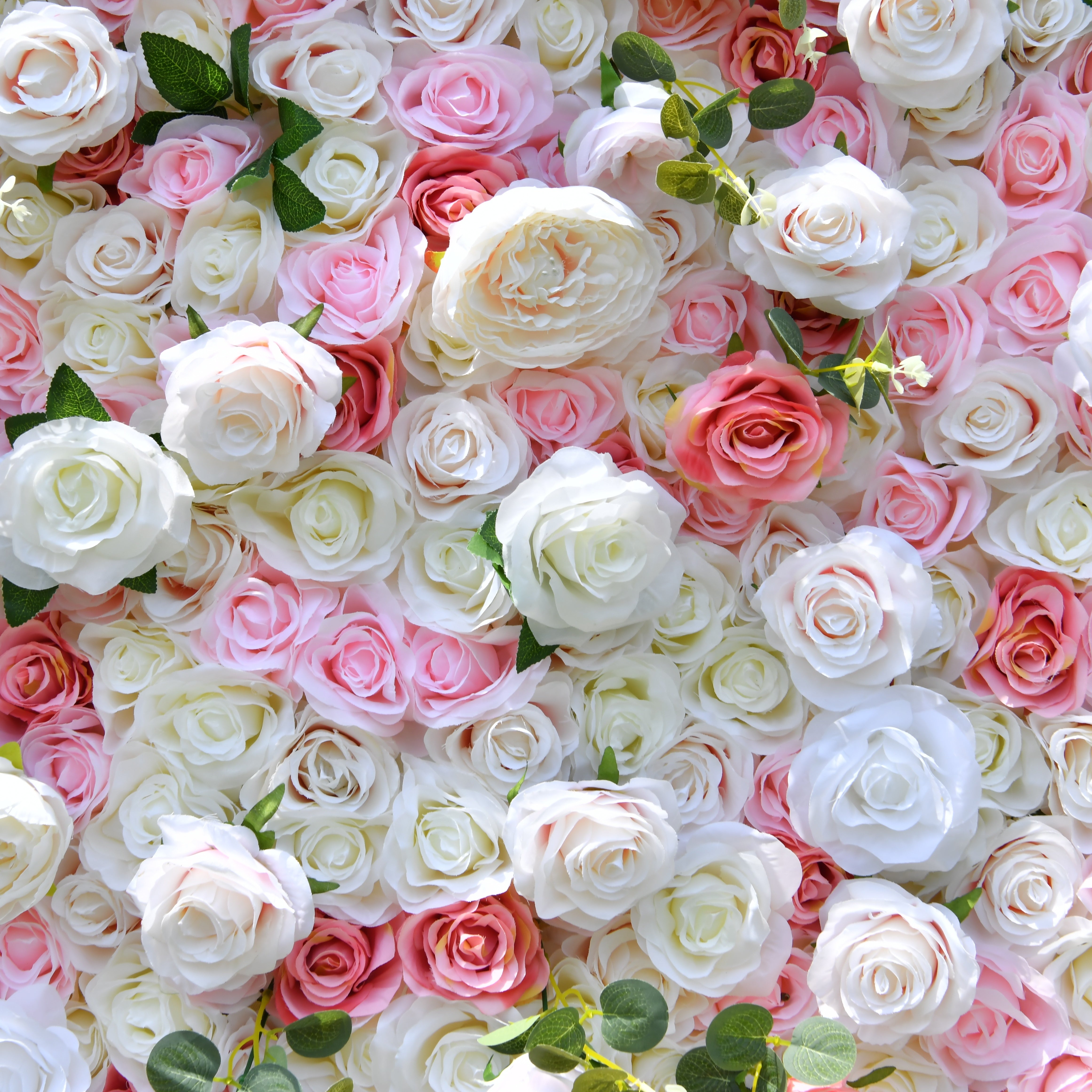 5D Pink White Artificial Rose Roll Up Flower Wall Events Backdrop ACFW-005
