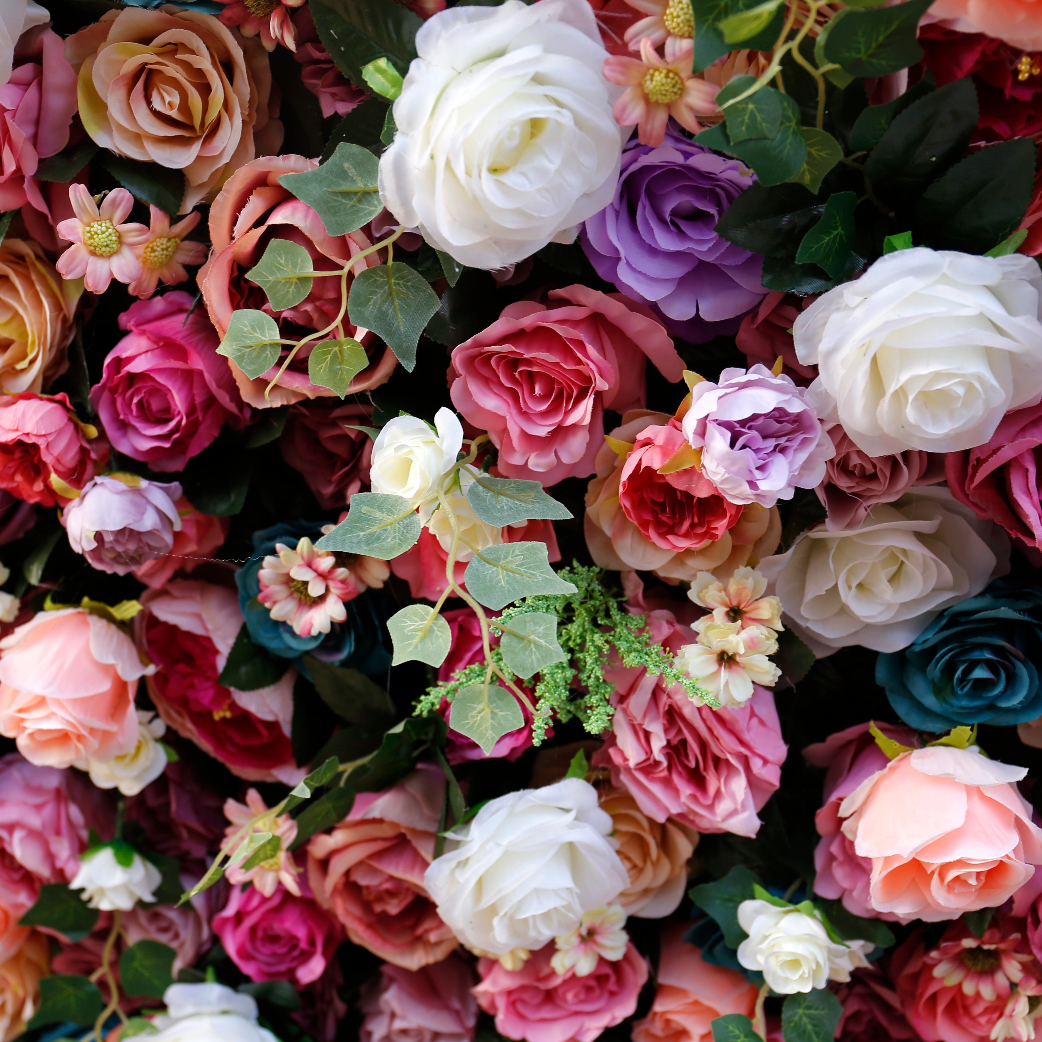 High-Density Mixed Color Artificial Rose Roll Up Flower Wall ACFW-006