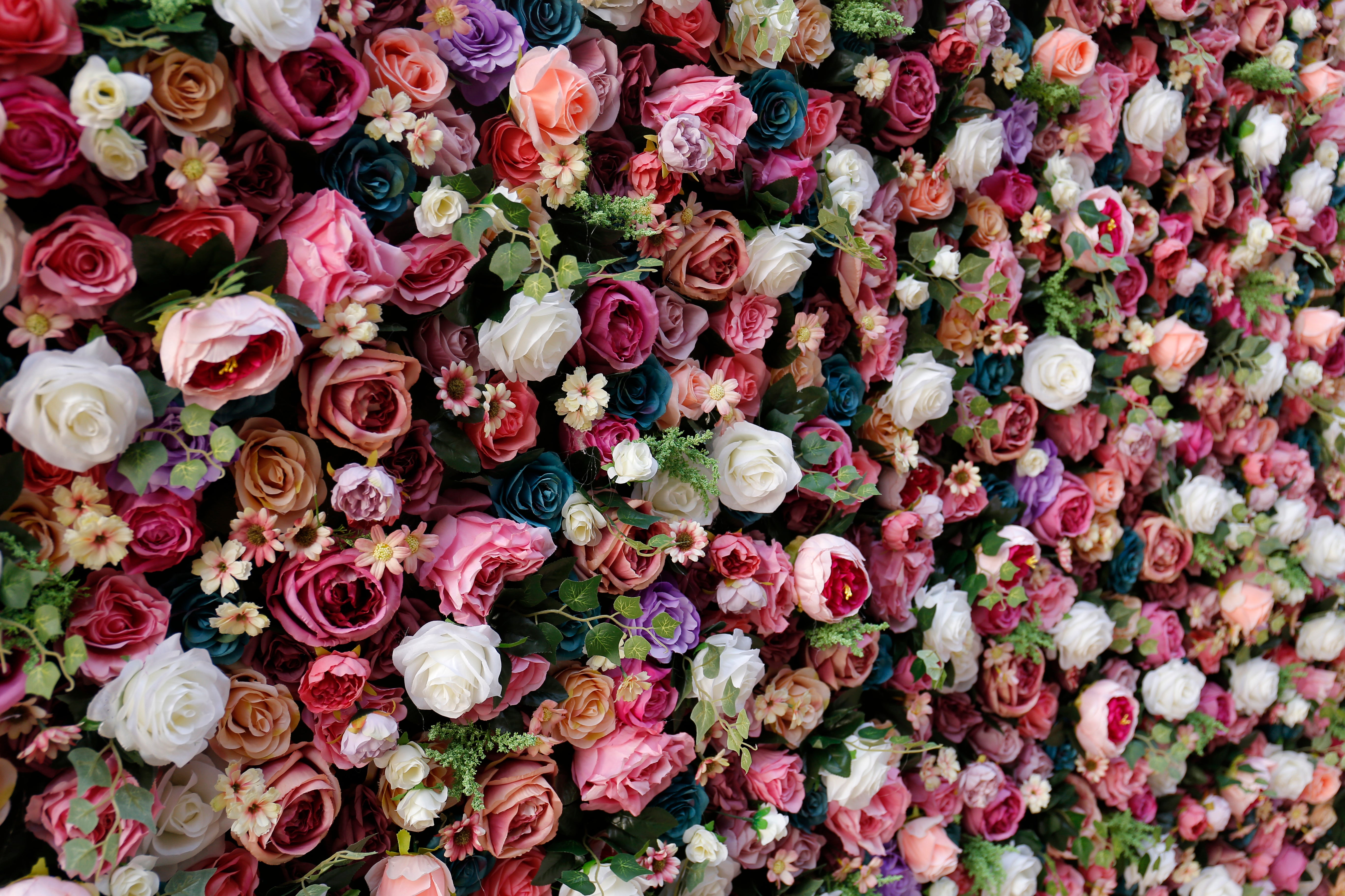 High-Density Mixed Color Artificial Rose Roll Up Flower Wall ACFW-006