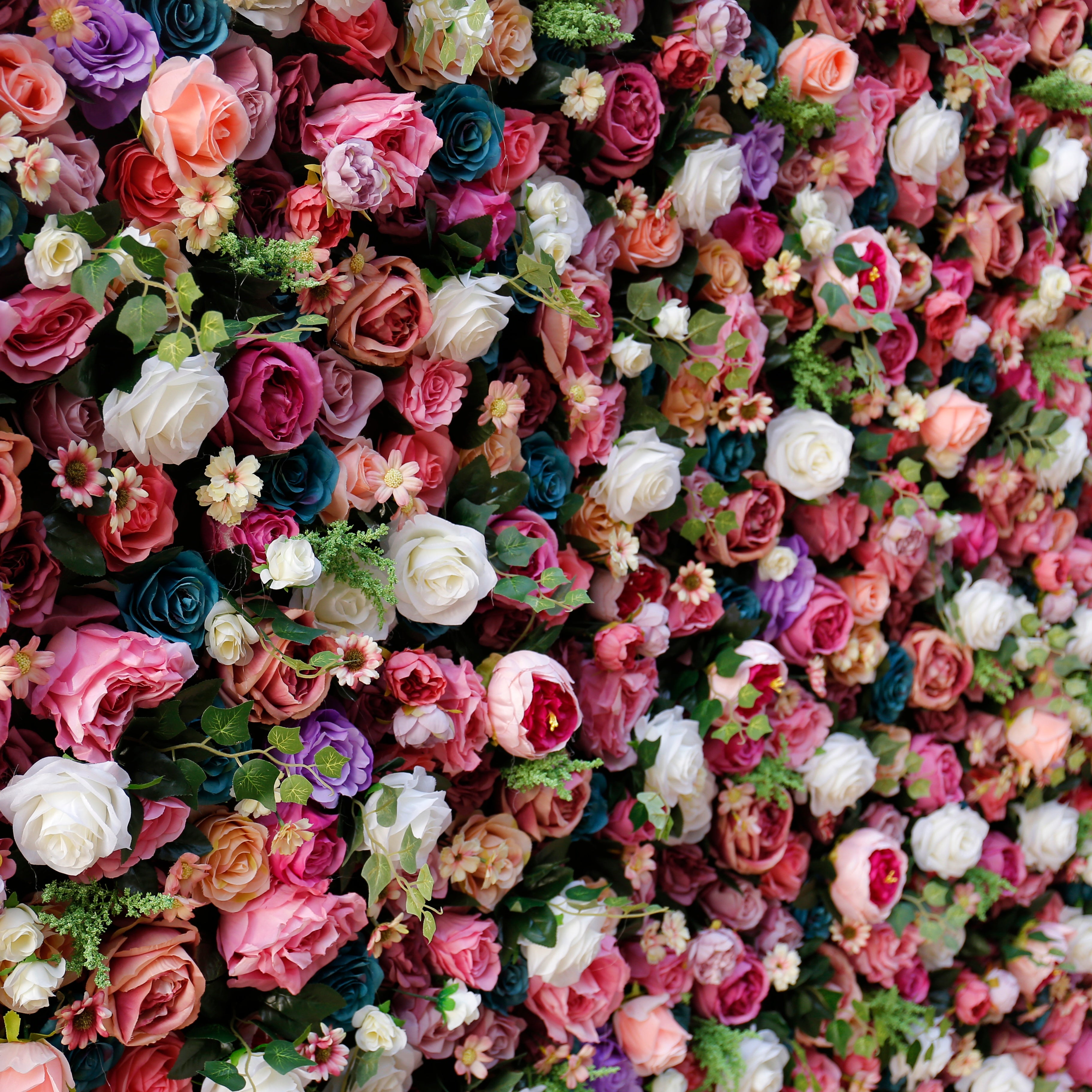 High-Density Mixed Color Artificial Rose Roll Up Flower Wall ACFW-006