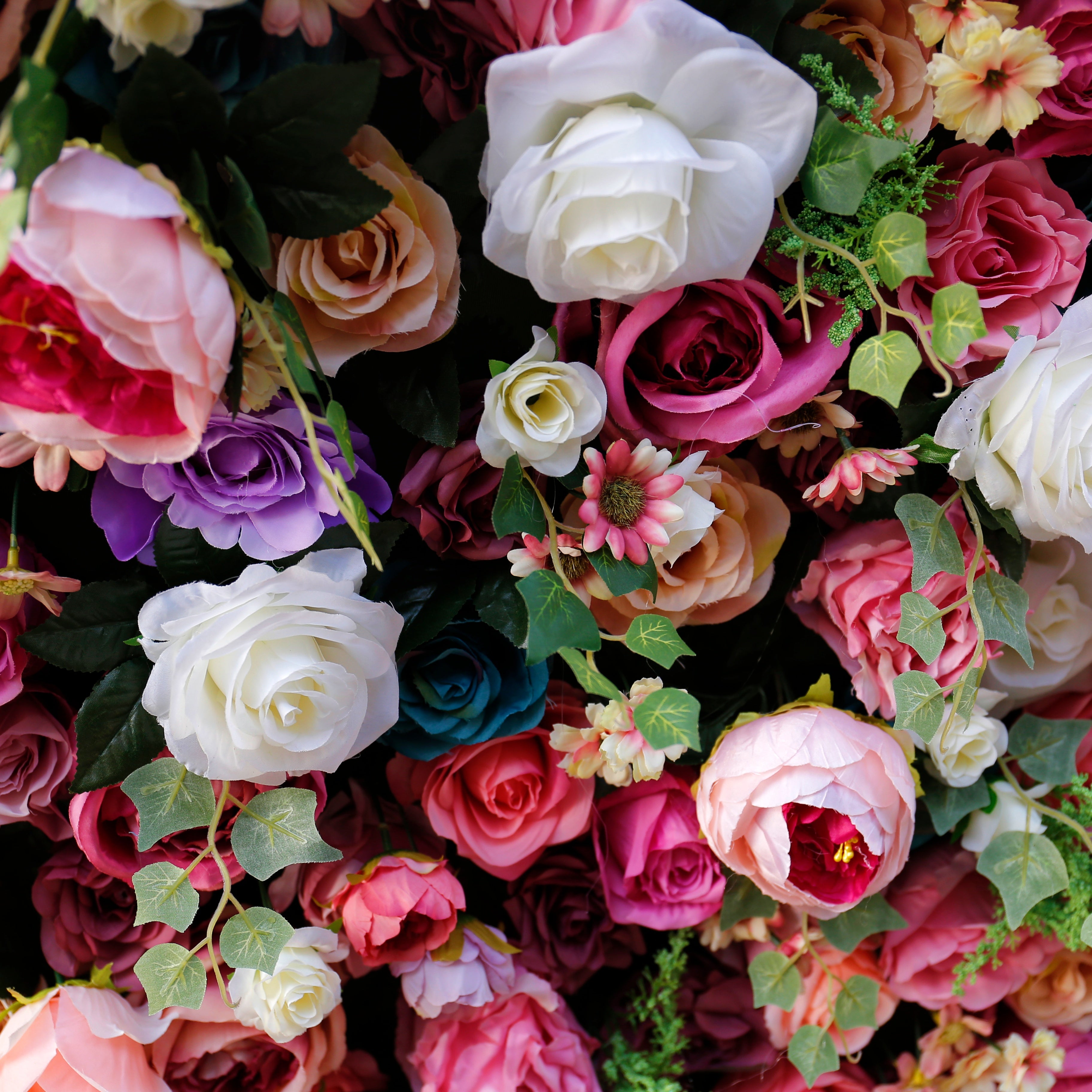 High-Density Mixed Color Artificial Rose Roll Up Flower Wall ACFW-006