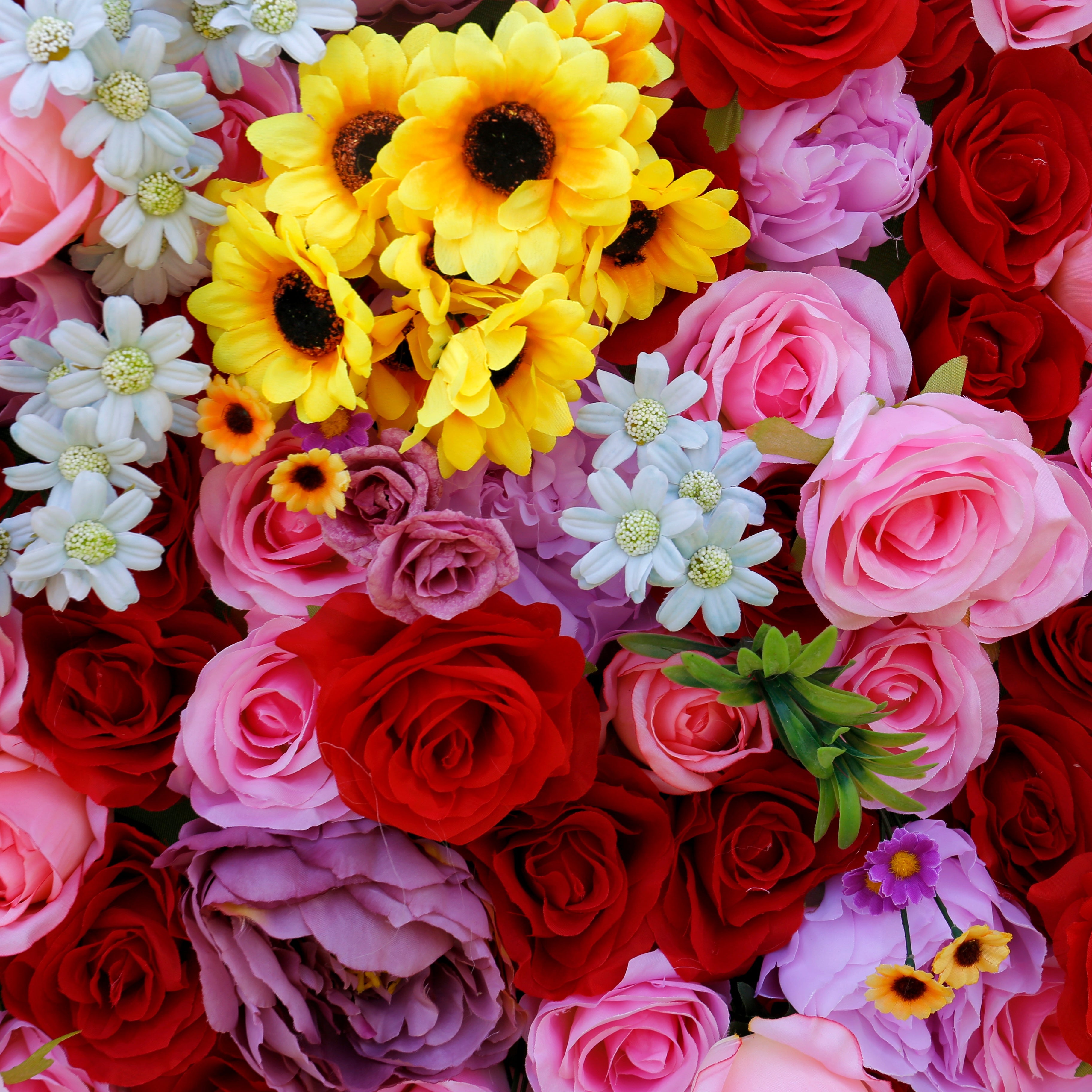 Red Pink Sunflower Flower Wall Panel Backdrop For Wedding Decor ACFW-009