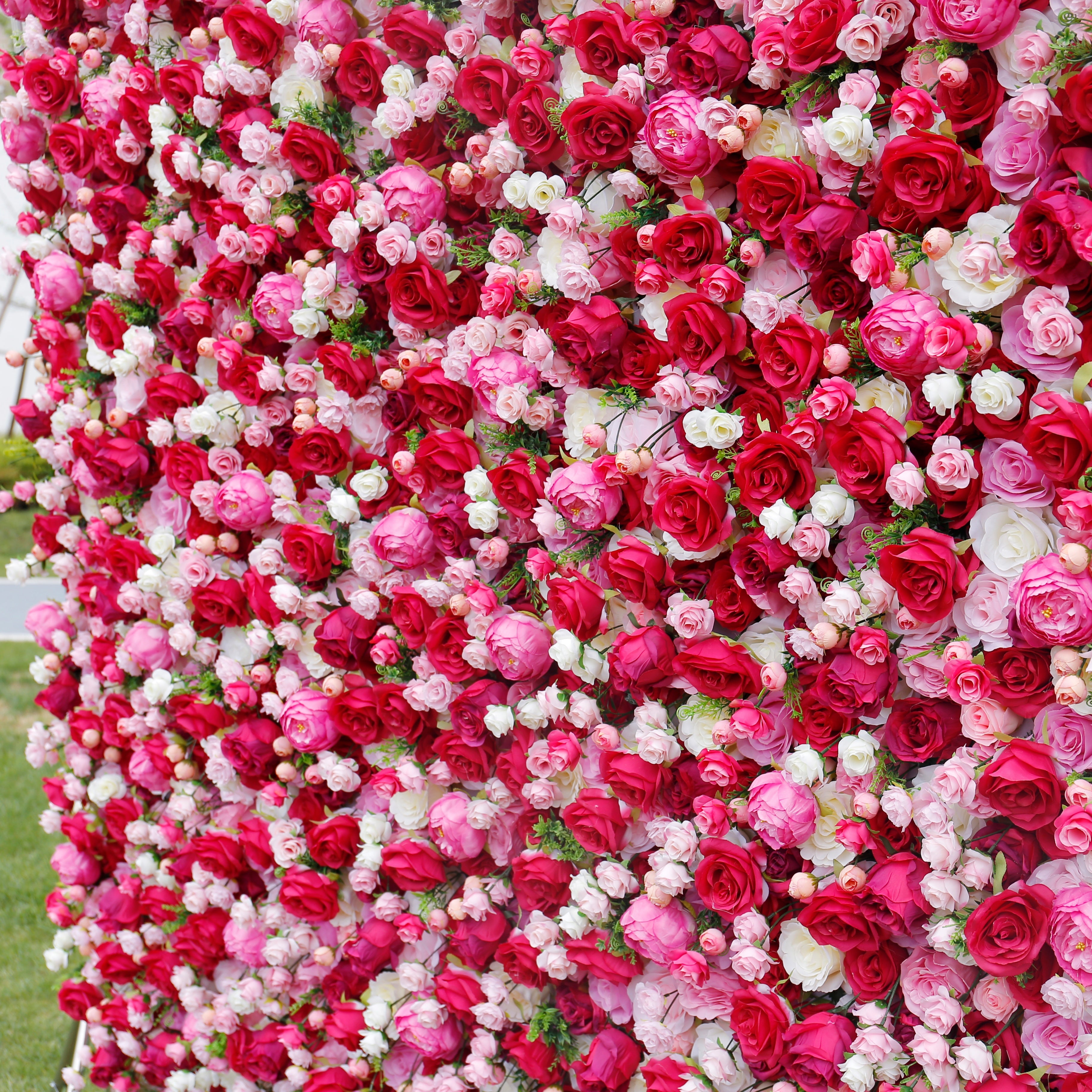 5D Artificial Red Mixed Roses Roll Up Curtain Wedding Flower Wall ACFW-016