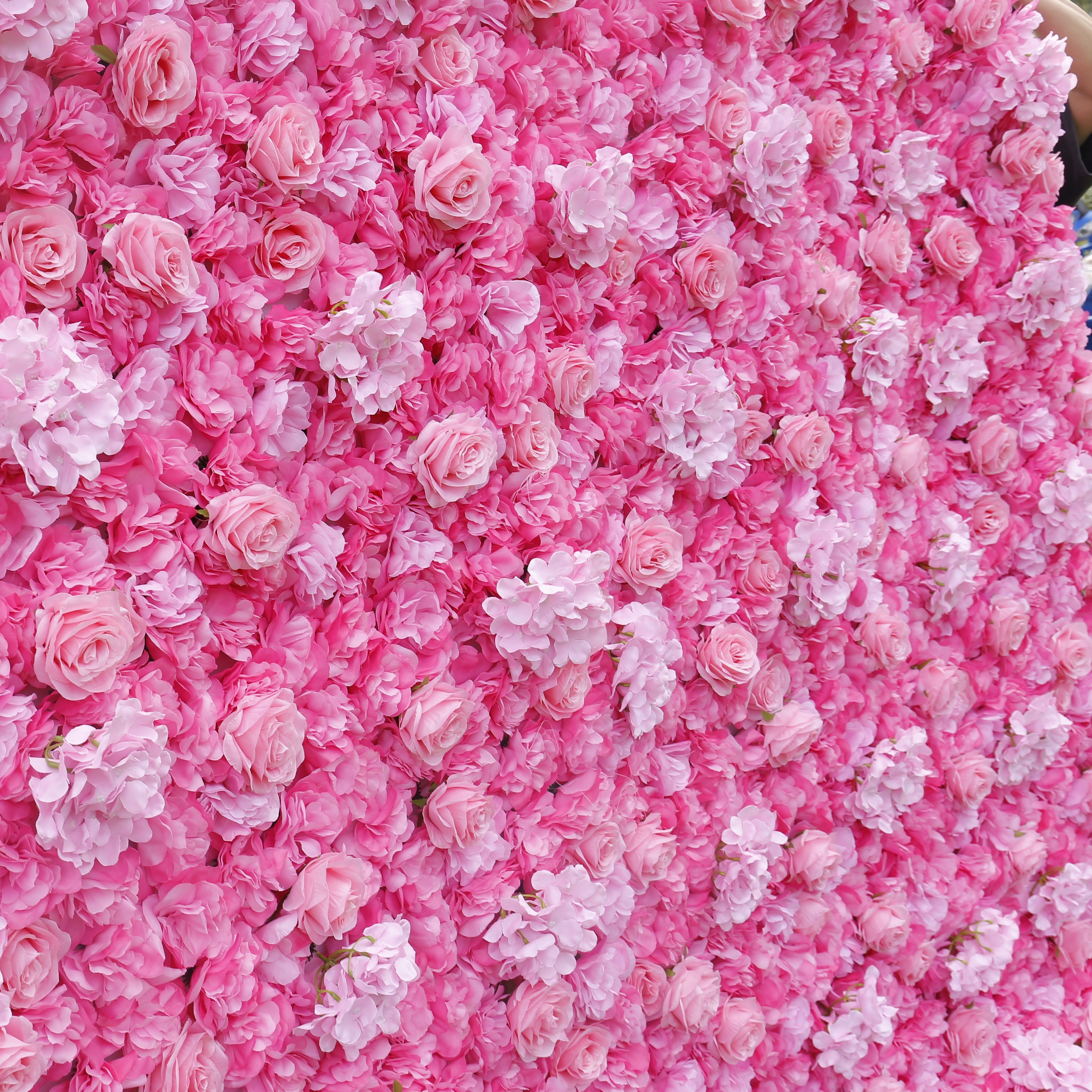 Handmade Fabric Pink Hydrangea & Rose Wedding Artificial Floral Wall ACFW-022