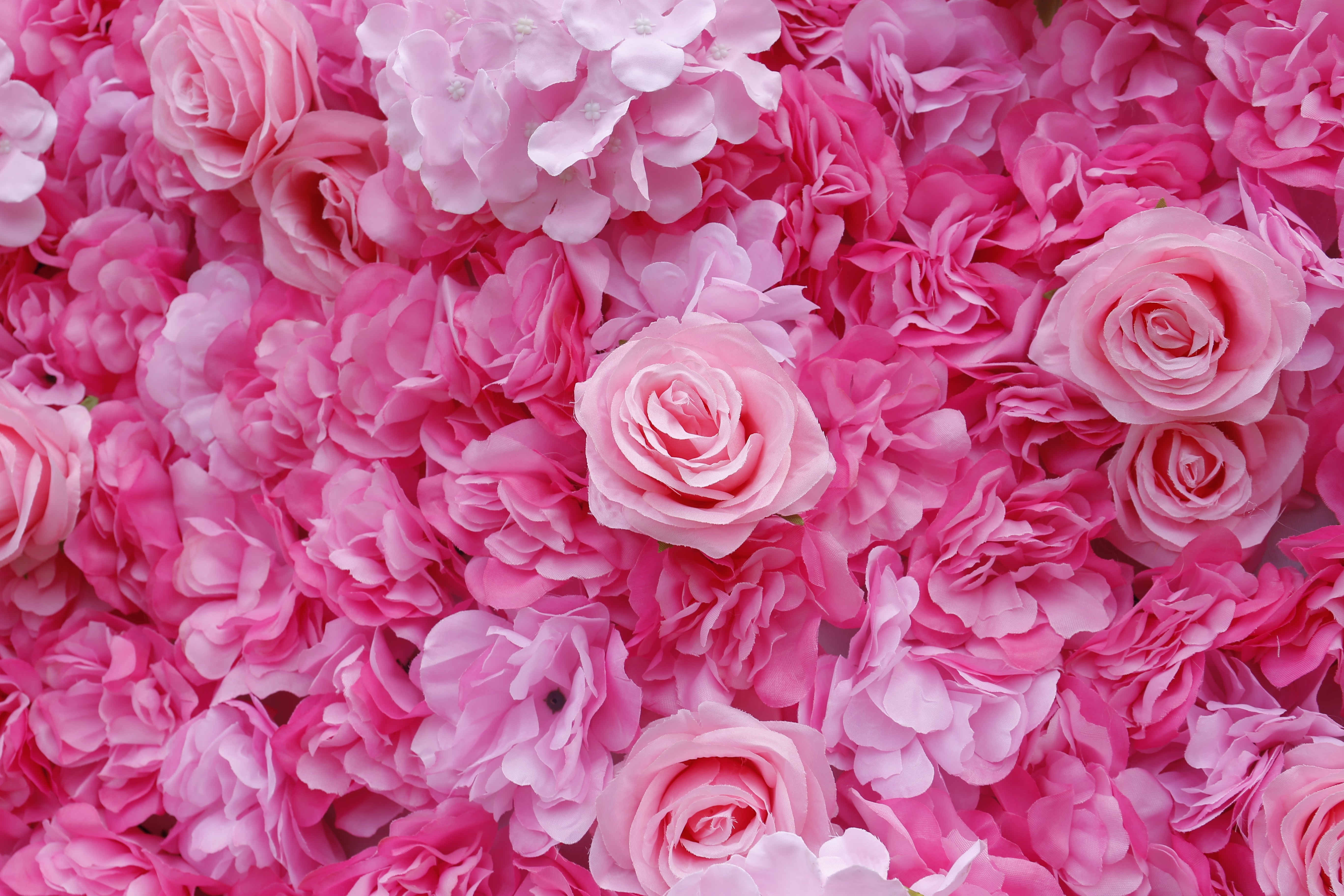 Custom Fabric White Pink Rose & hydrangea Hanging Artificial Floral Wall ACFW-022