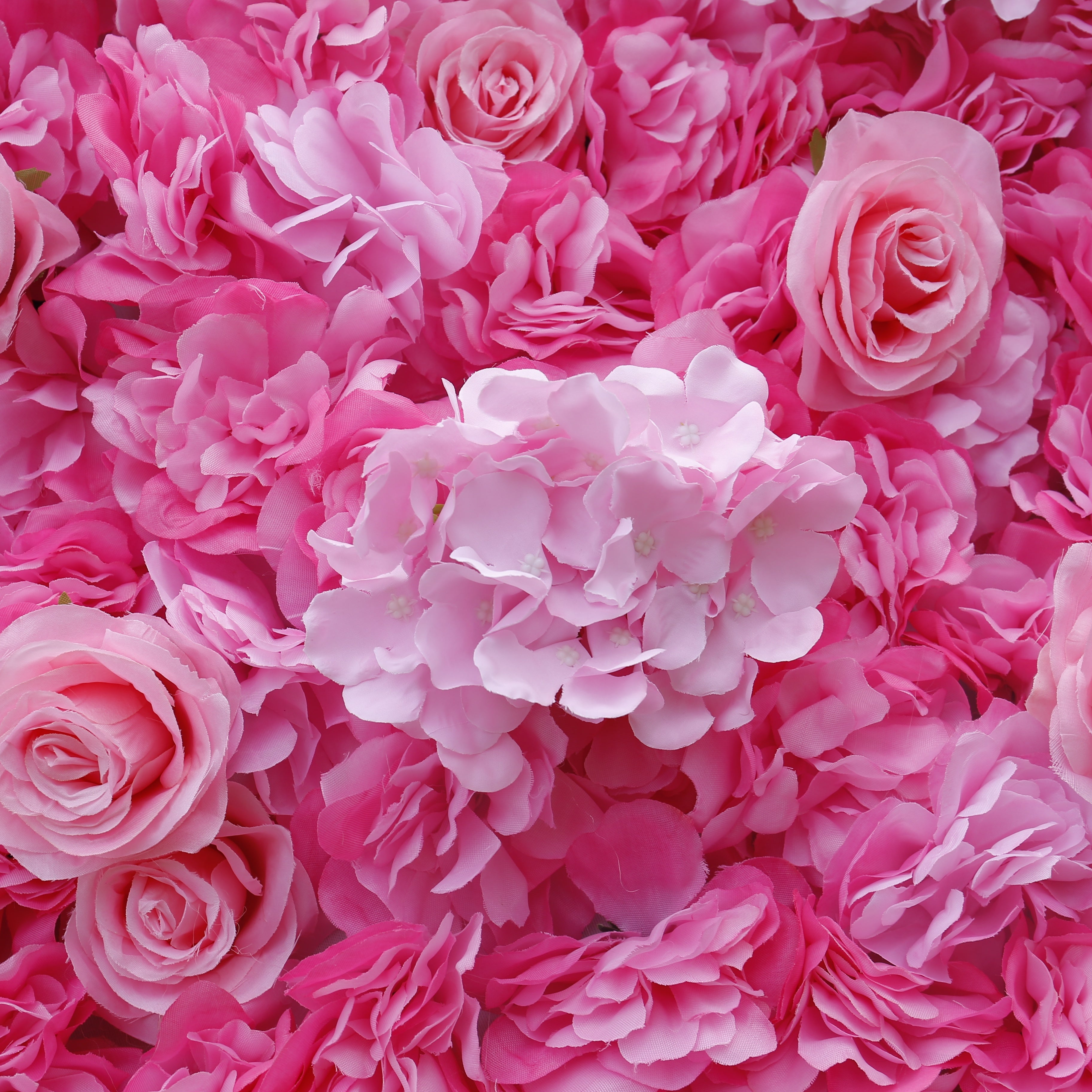 Handmade Fabric Pink Hydrangea & Rose Wedding Artificial Floral Wall ACFW-022