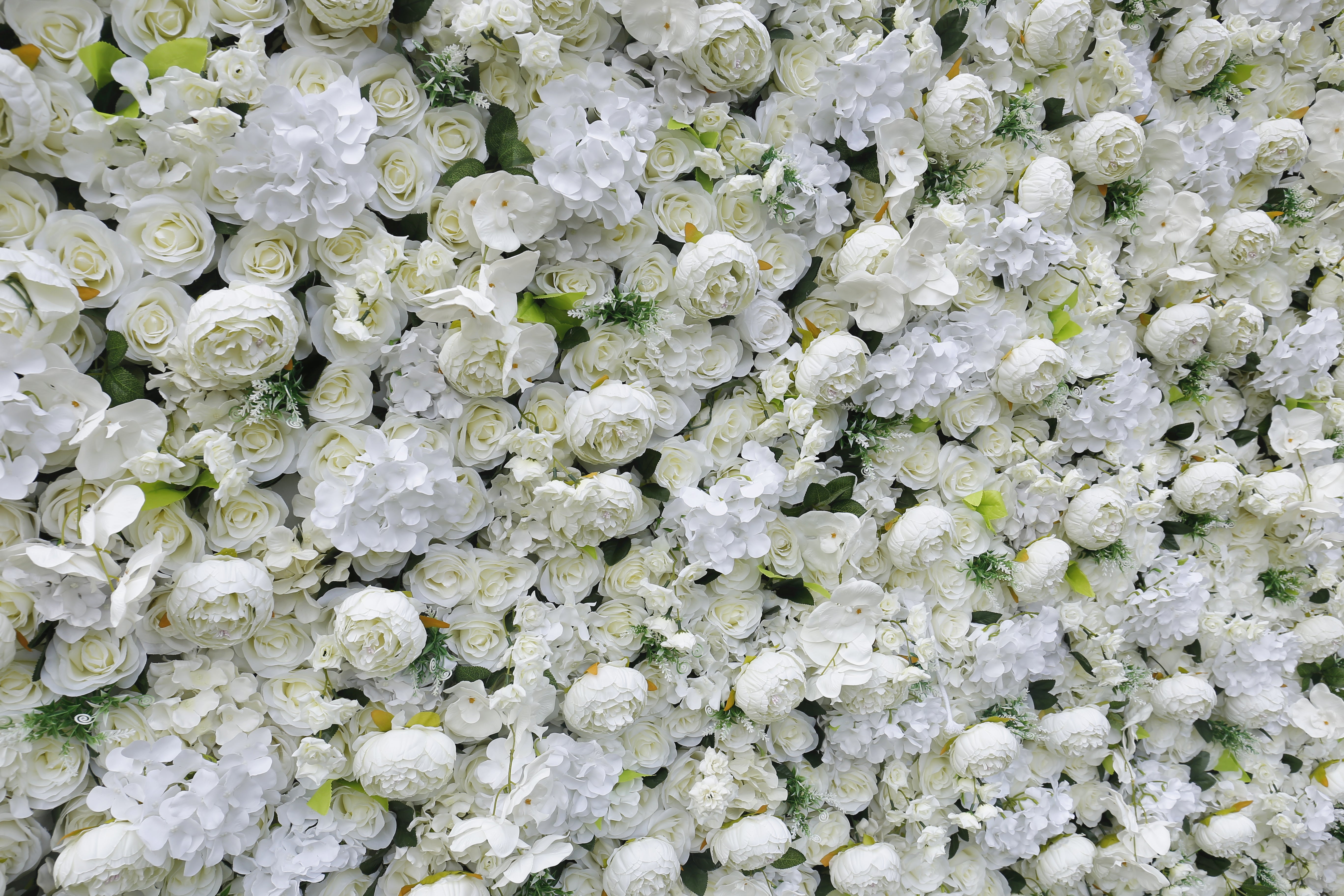 Custom Fabric White Pink Rose & hydrangea Hanging Artificial Floral Wall ACFW-022