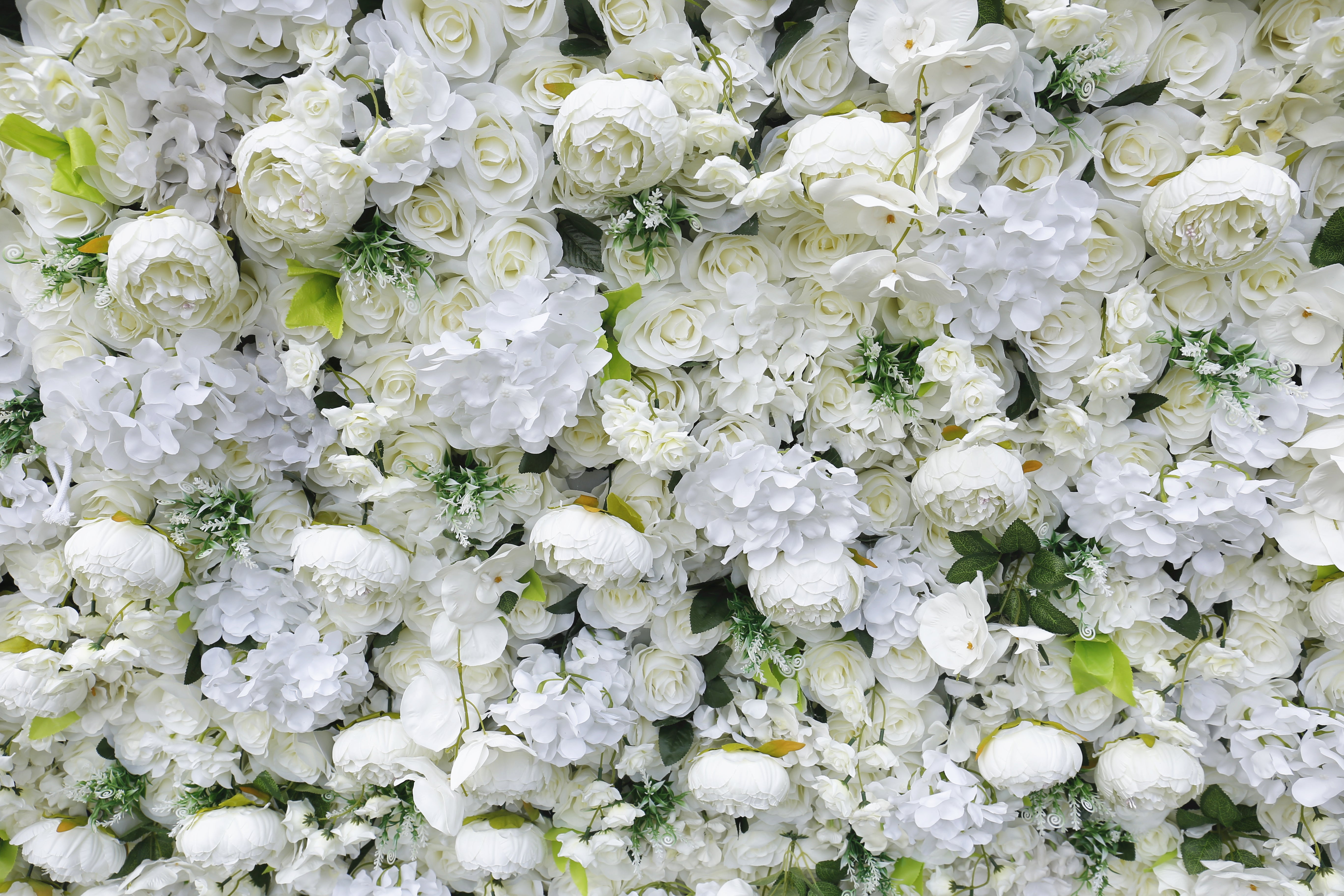 Custom Fabric White Pink Rose & hydrangea Hanging Artificial Floral Wall ACFW-022