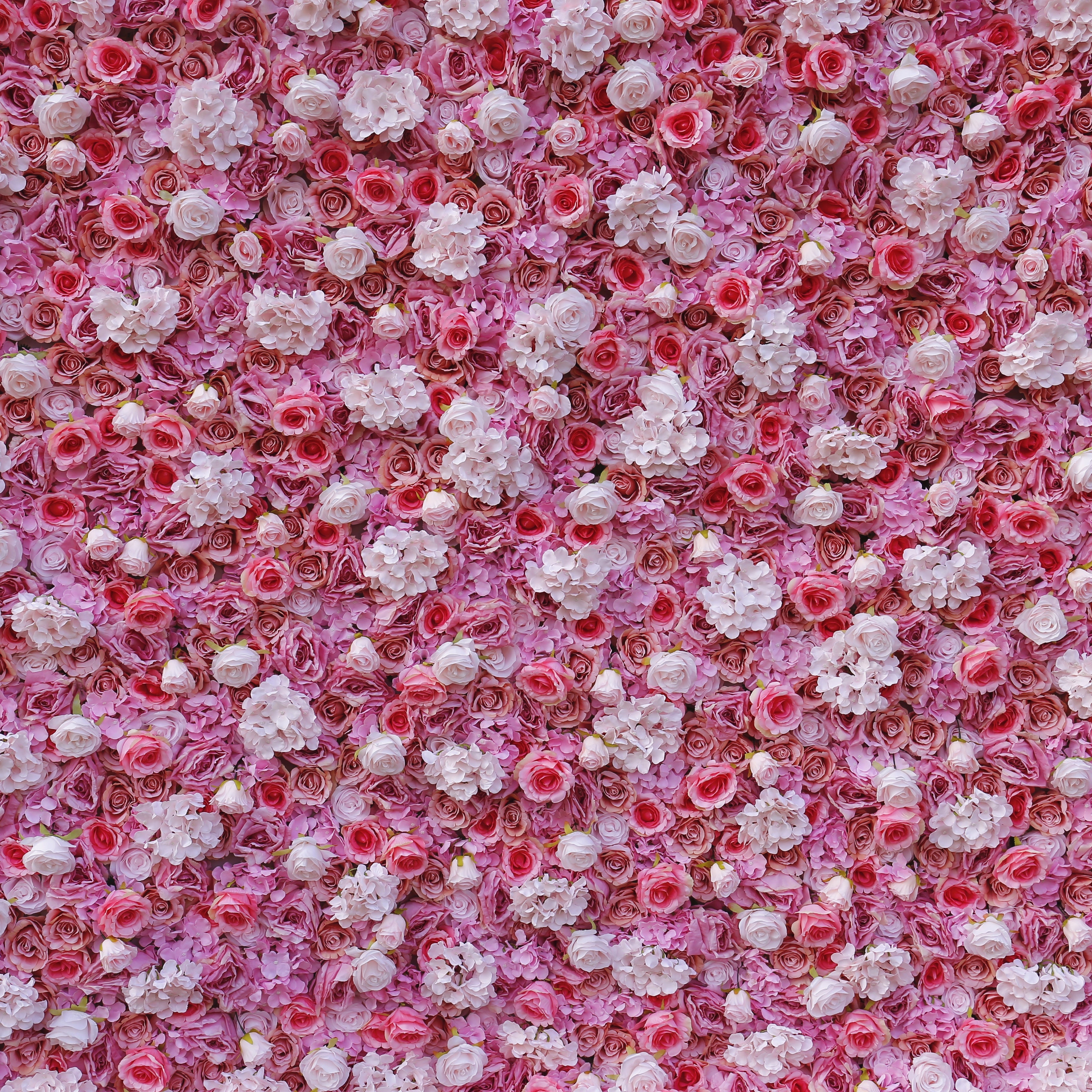 Handmade Fabric Pink Hydrangea & Rose Wedding Artificial Floral Wall ACFW-022