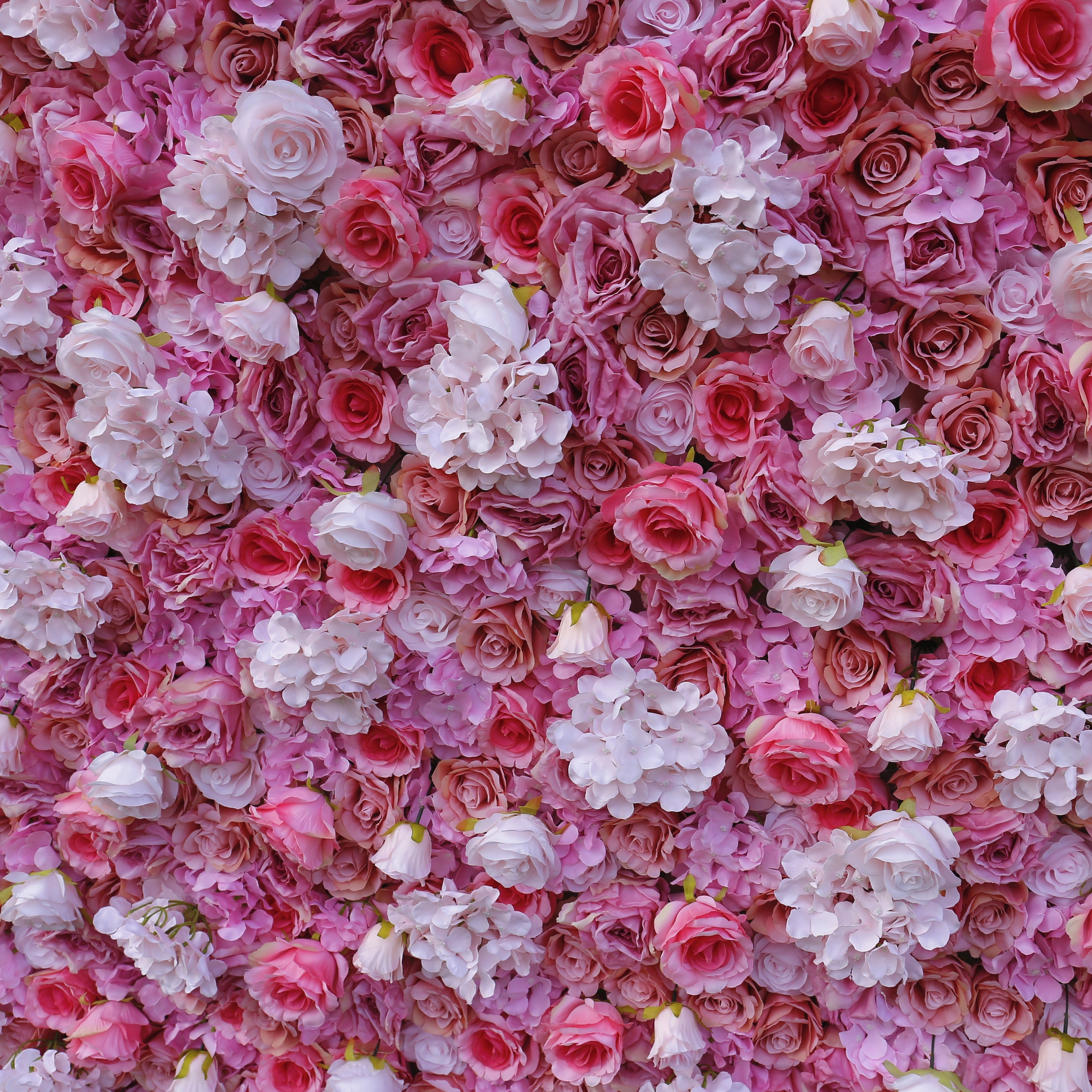Handmade Fabric Pink Hydrangea & Rose Wedding Artificial Floral Wall ACFW-022