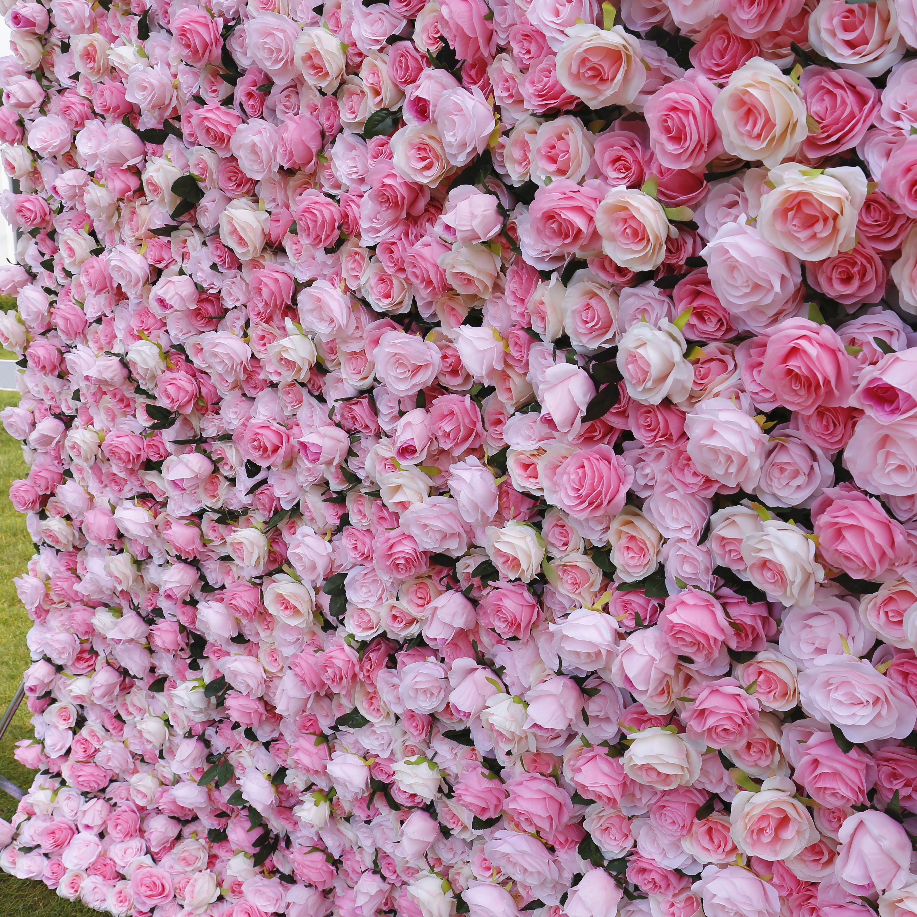 Silk Pink Rose 5D Roll-Up Artificial Flower Wall Events Decor ACFW-040