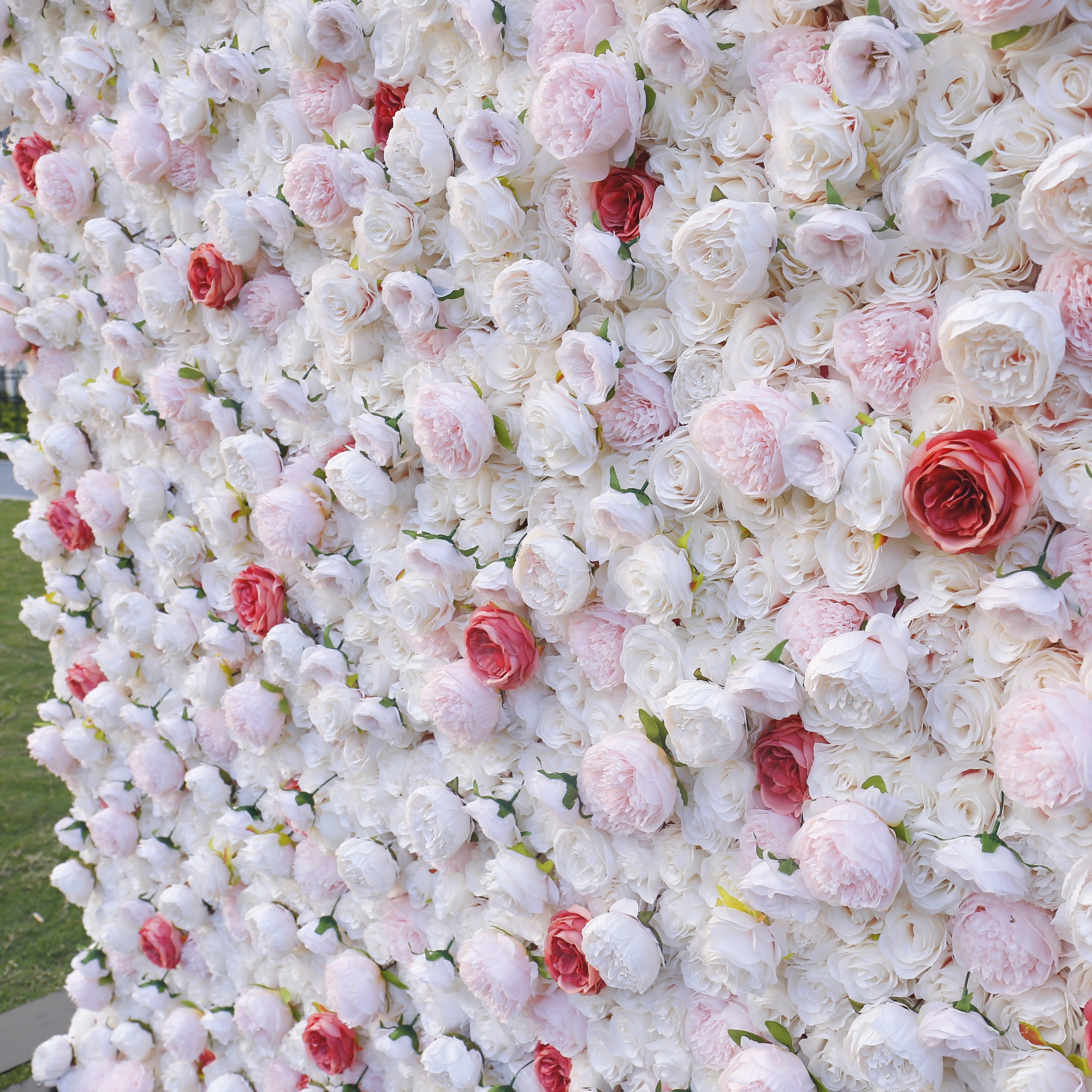 Red Pink White Fabric Rose Cloth Roll Up Flower Wall Backdrop ACFW-058