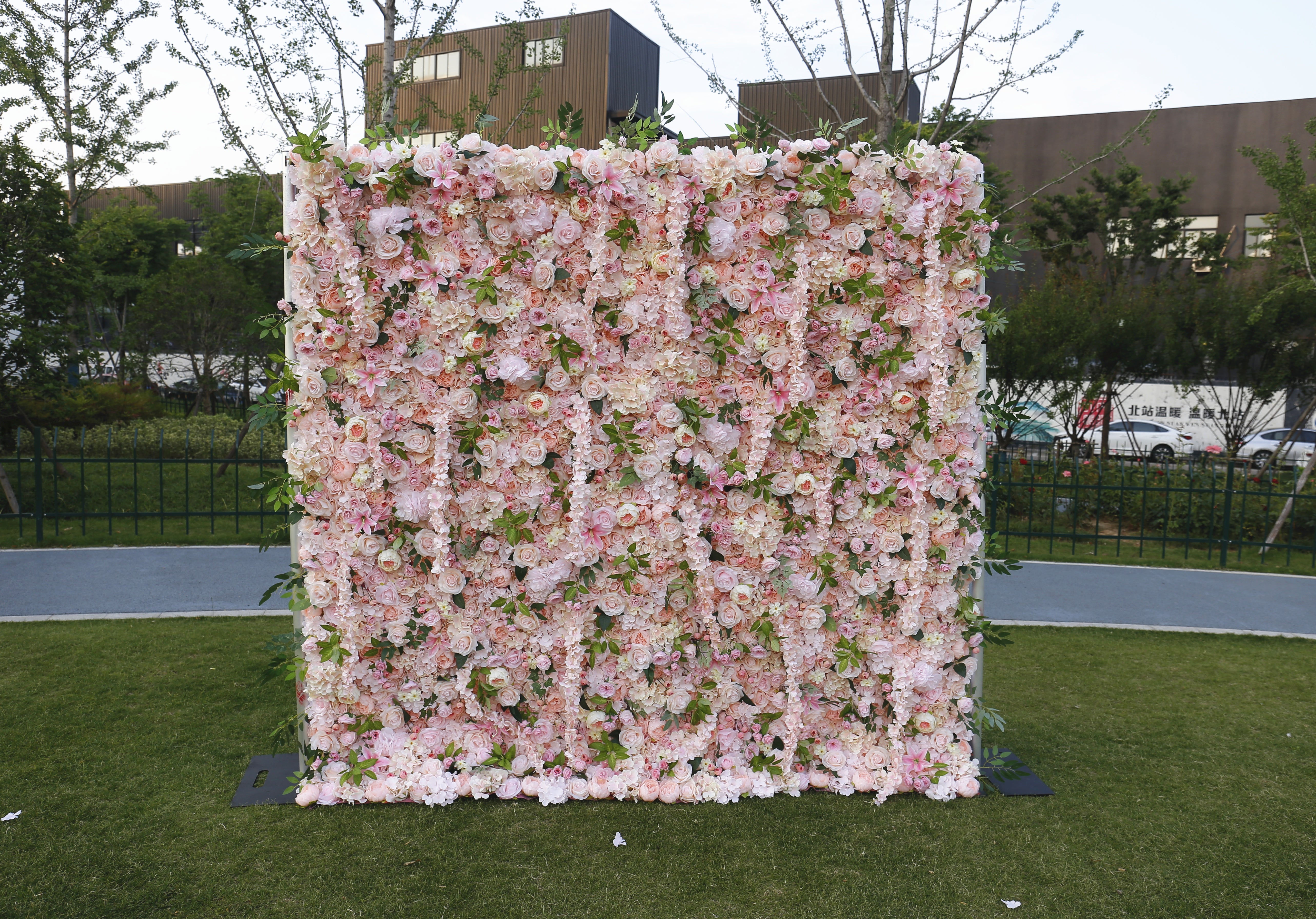 8ft Fabric Blush Pink Mixed Flowers Wedding Backdrop Flower Wall ACFW-062