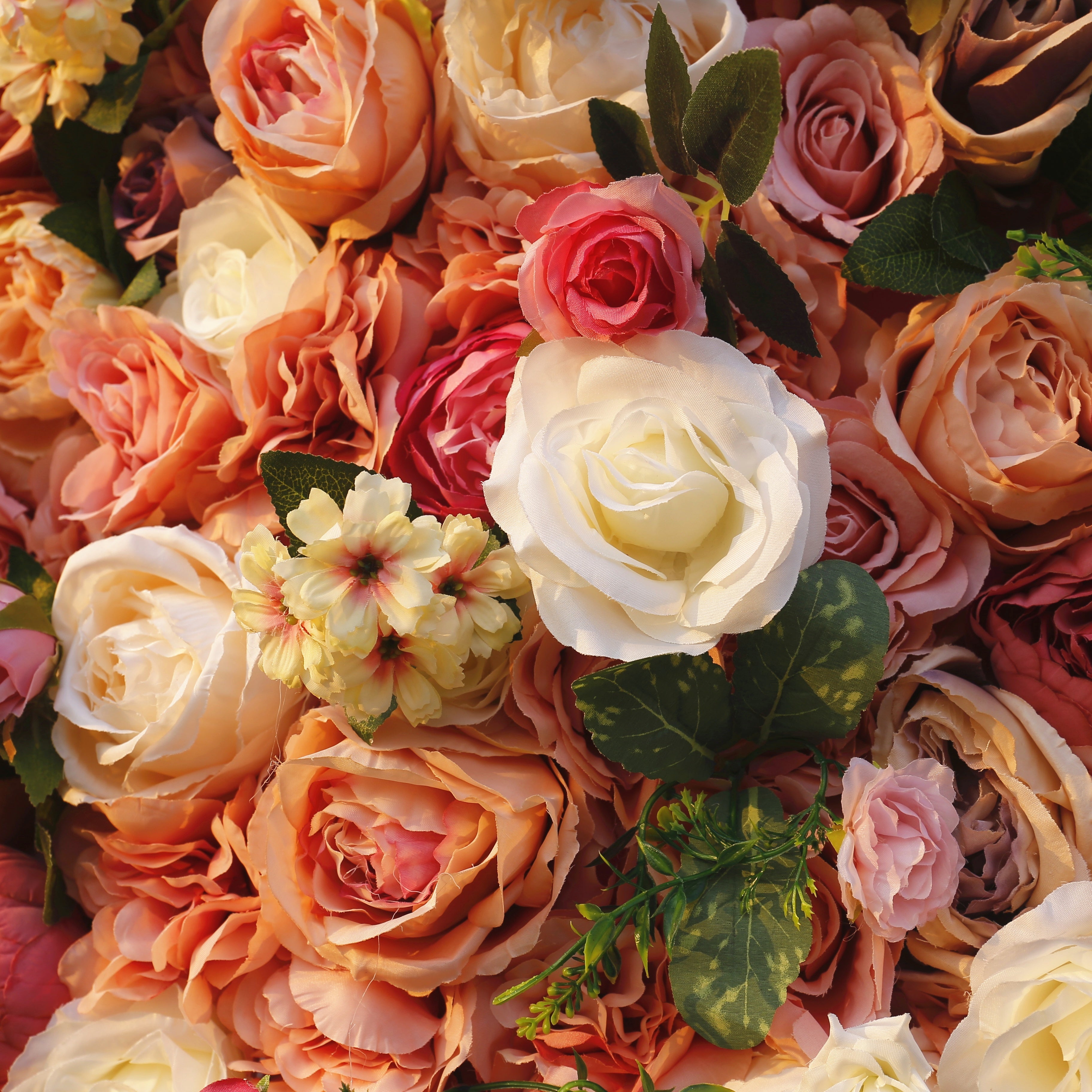 5D Warm Colored Silk Roses Artificial Roll Up Curtain Flower Wall ACFW-065