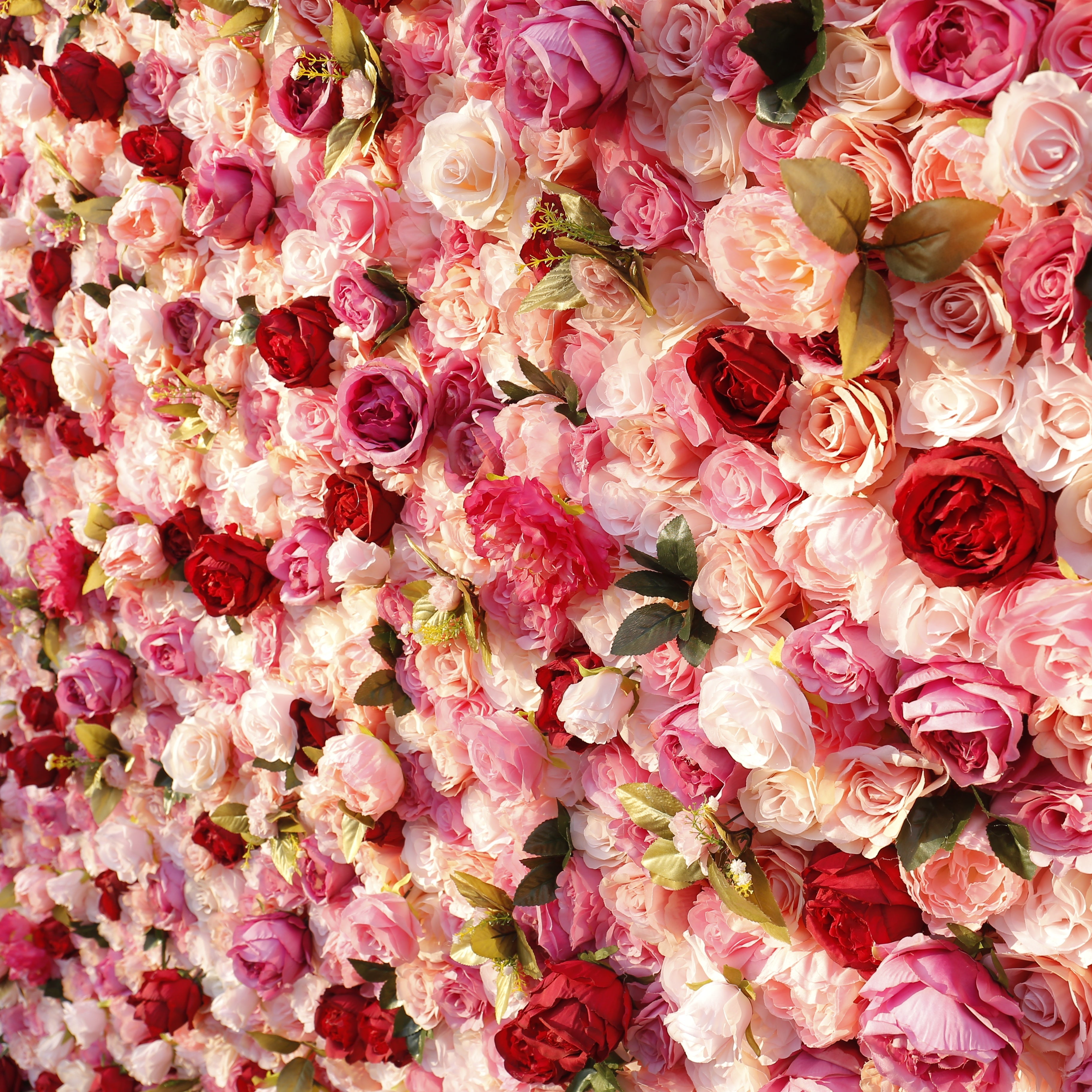 Pink Red Roses Simulated 5D Cloth Roll Up Wedding Flower Wall ACFW-068