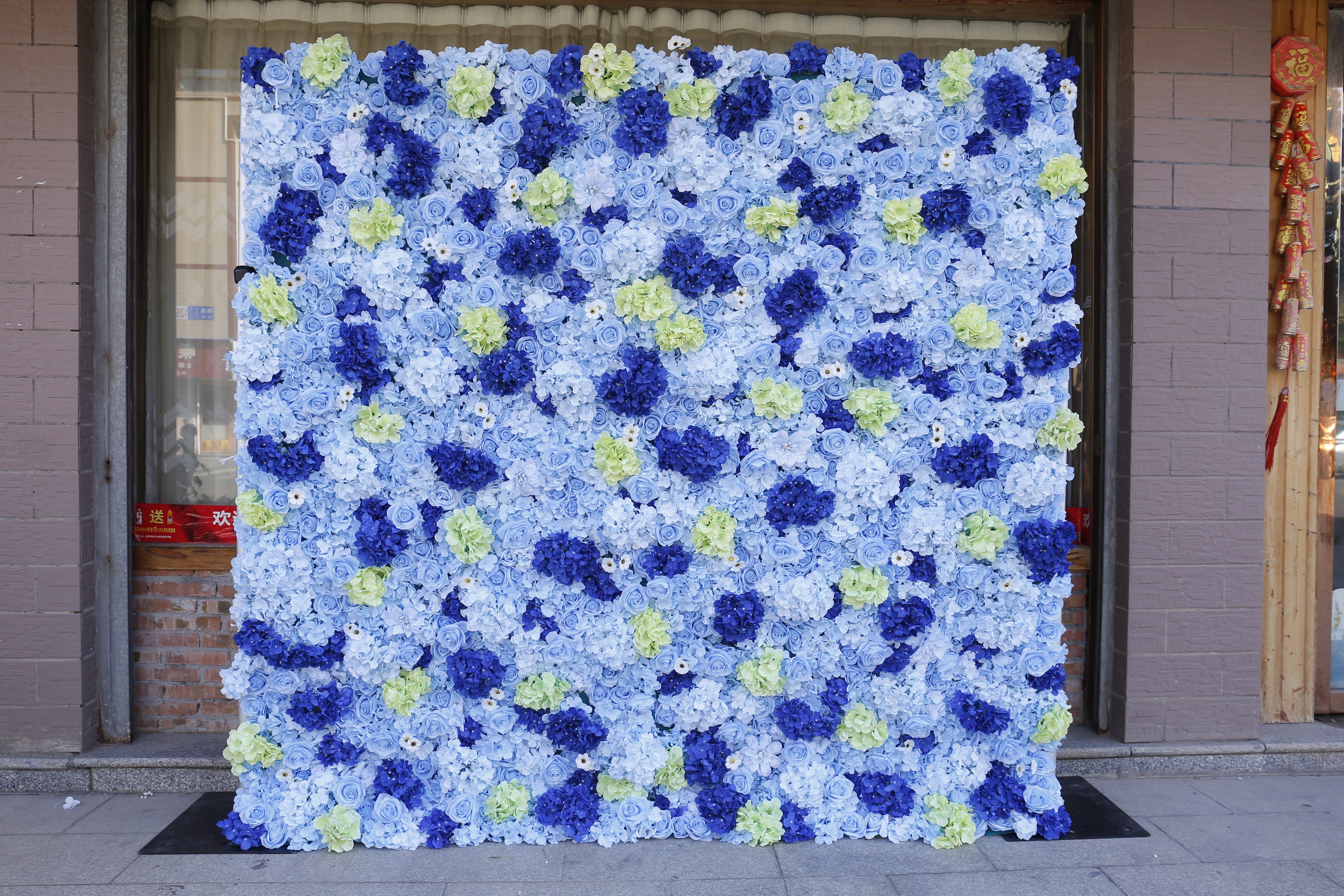 Blue Rose Hydrangea Simulated 5D Fabric Cloth Flower Wall ACFW-071