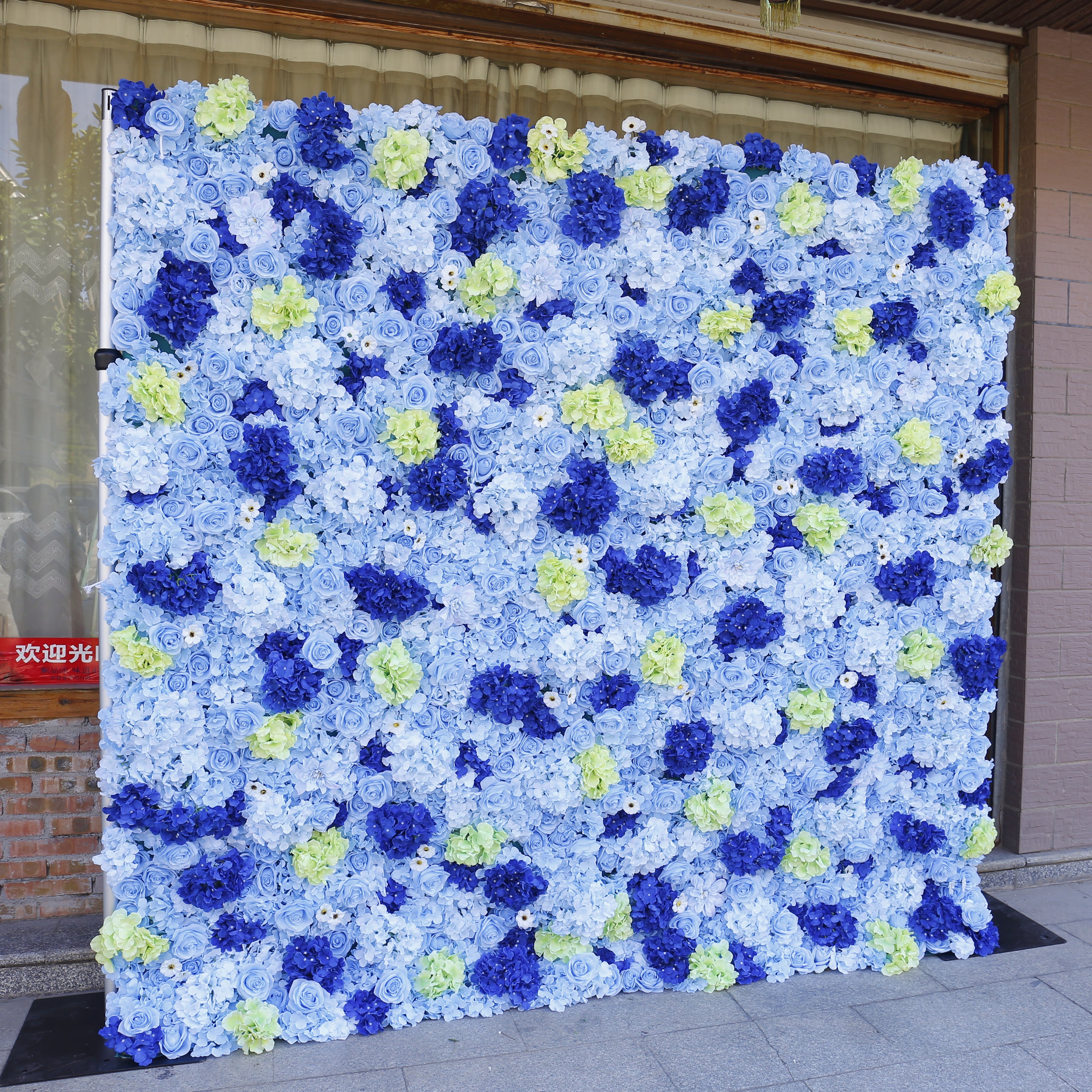 Blue Rose Hydrangea Simulated 5D Fabric Cloth Flower Wall ACFW-071