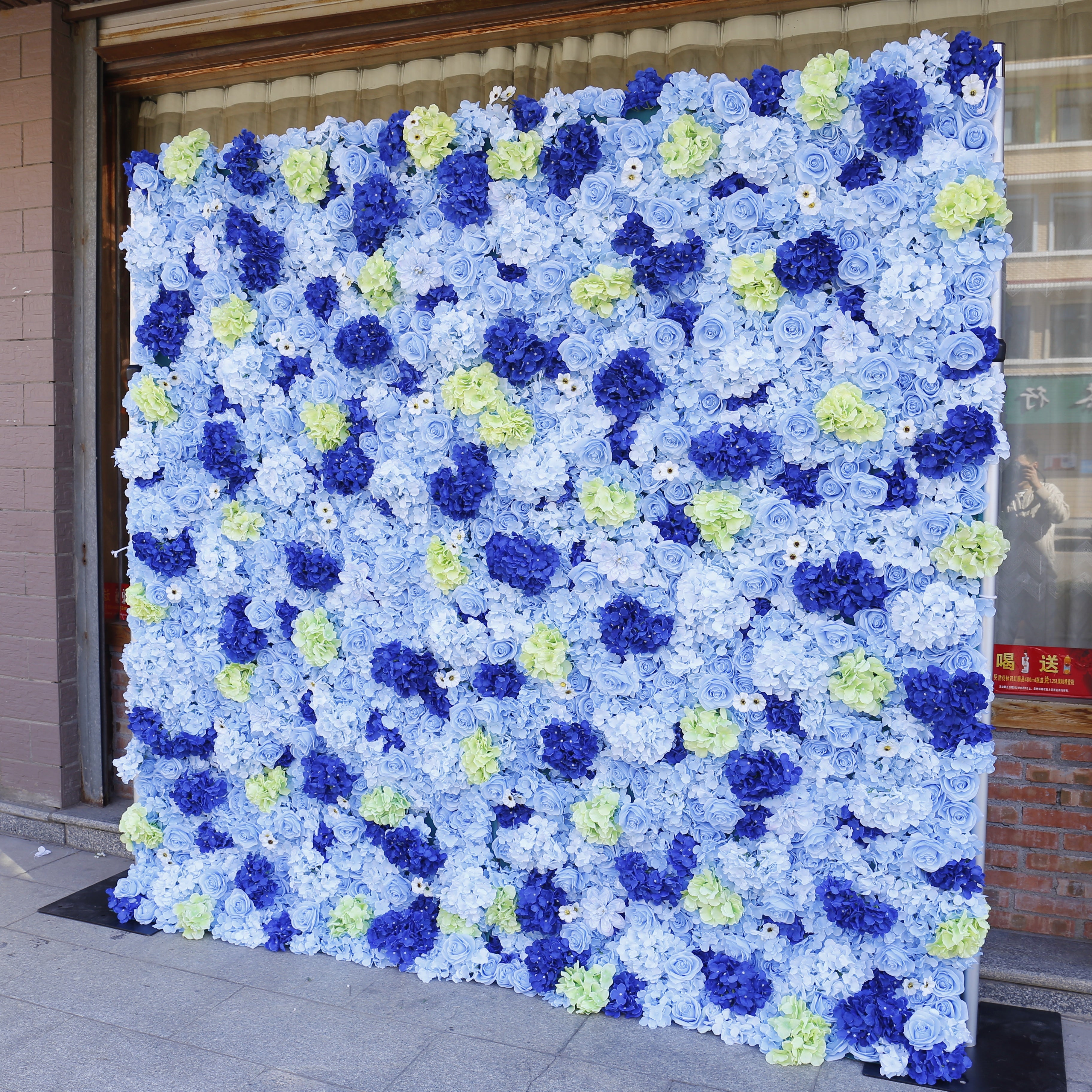 Blue Rose Fabric Hydrangea Simulated 5D Cloth Flower Wall ACFW-071