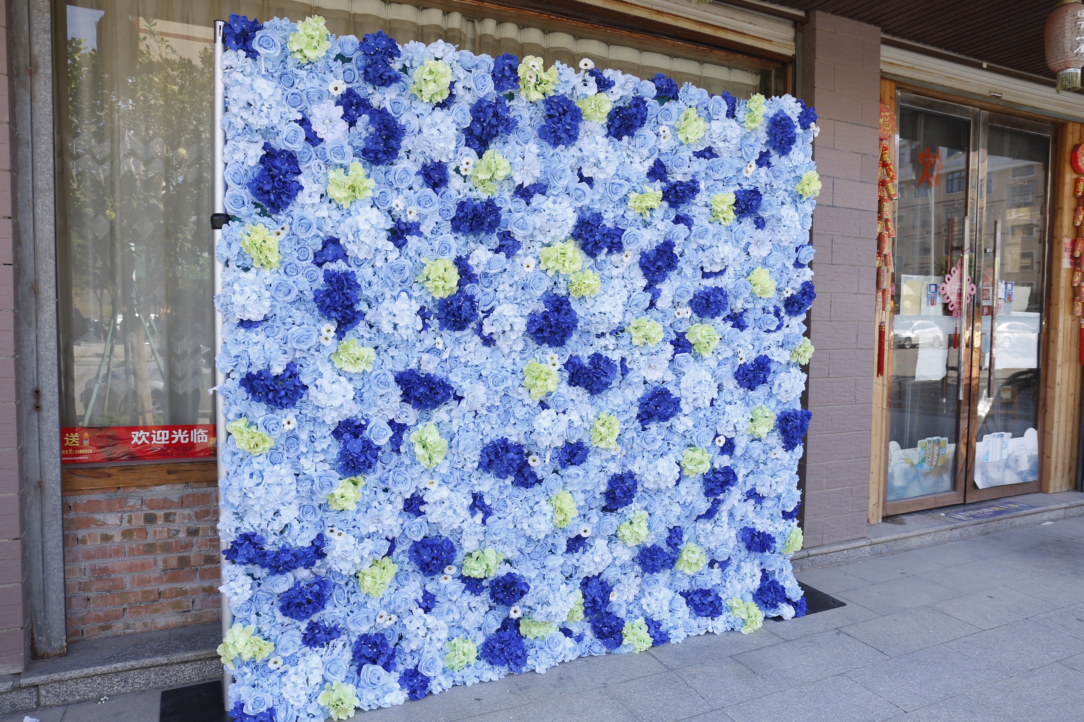 Blue Rose Hydrangea Simulated 5D Fabric Cloth Flower Wall ACFW-071